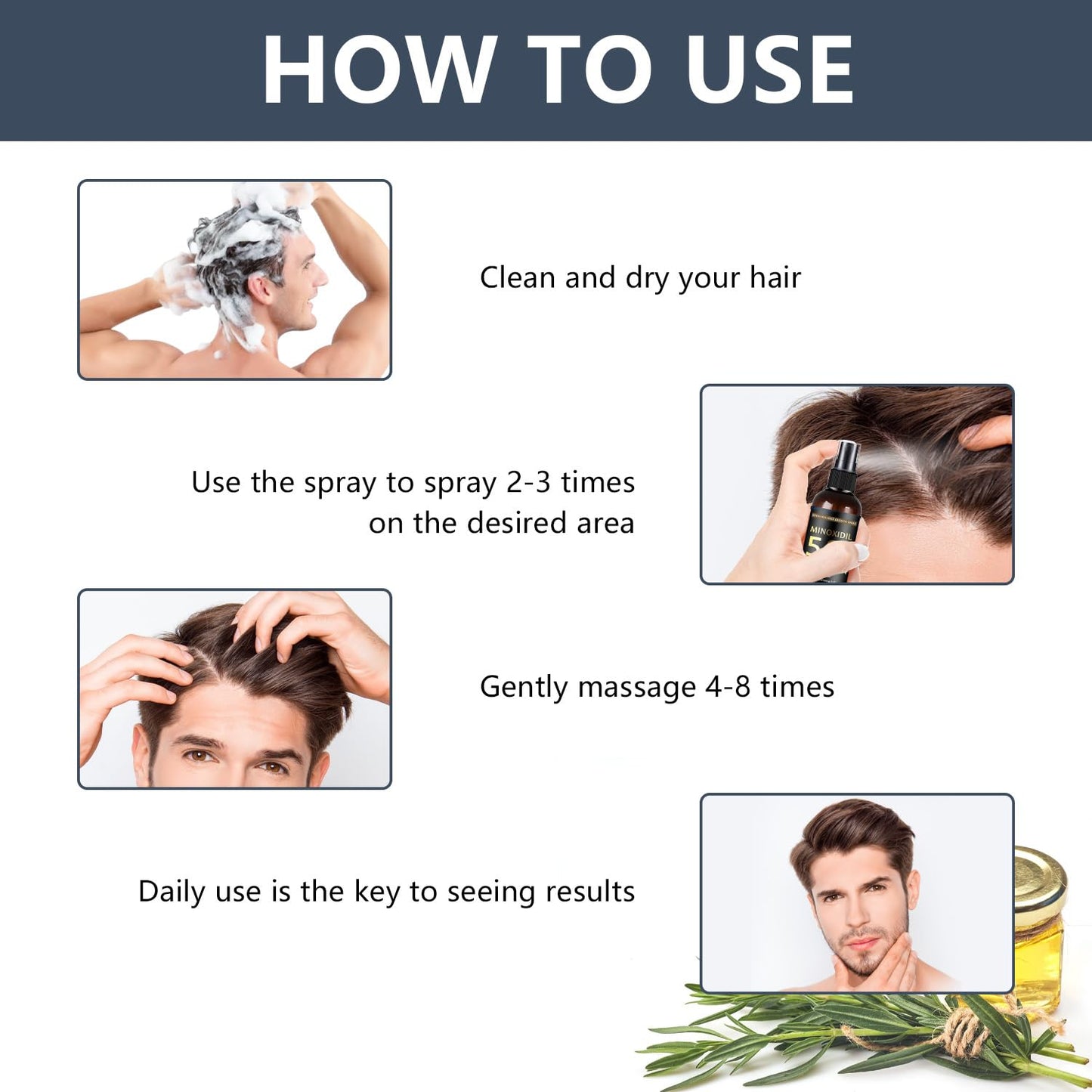 5% Minoxidil Hair & Beard Growth Spray with Biotin for Men & Women, Hair Regrowth, Treatment for Hair Loss & Thinning, for Stronger Thicker Fuller Healthier Hair, for All Hair Types, 3.38 oz