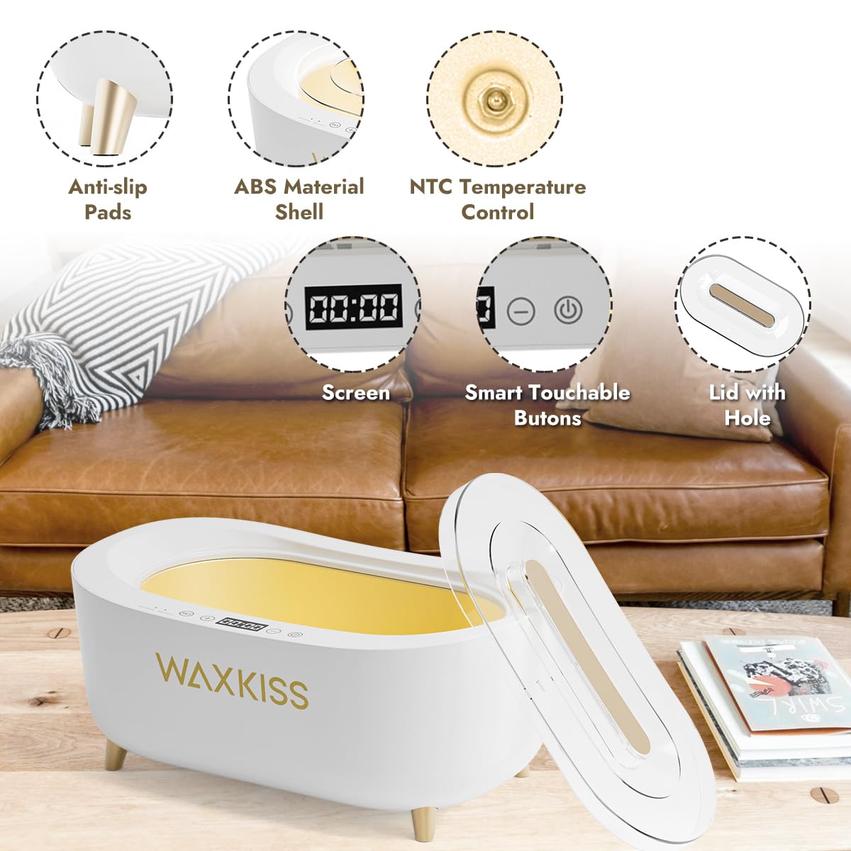 Waxkiss Intelligent Paraffin Wax Machine for Hands & Feet,Paraffin Wax Warmer for Professional Spa (A)