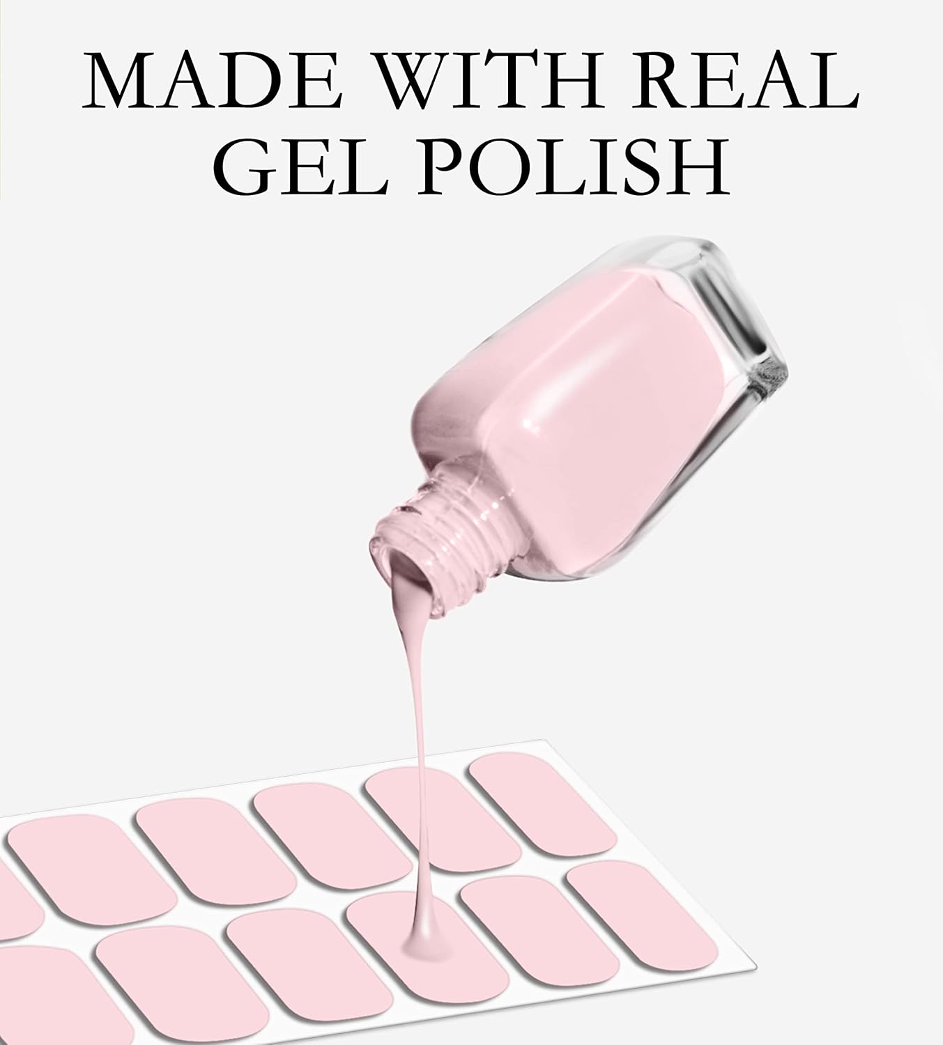 Nail Polish Strips Long Lasting, 20Pcs Wraps, Easy Apply& Remove Salon Quality Gel Nail Stickers (Pinkish Ribbon)