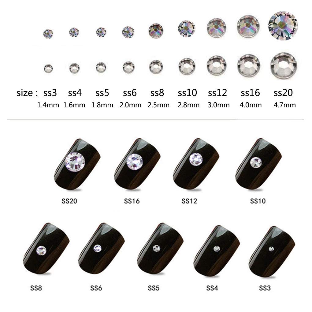Rhinestones flat back gems round DIY decorative Nail Face and apparel accessories ss3-20 mix size(1440pcs champagne)