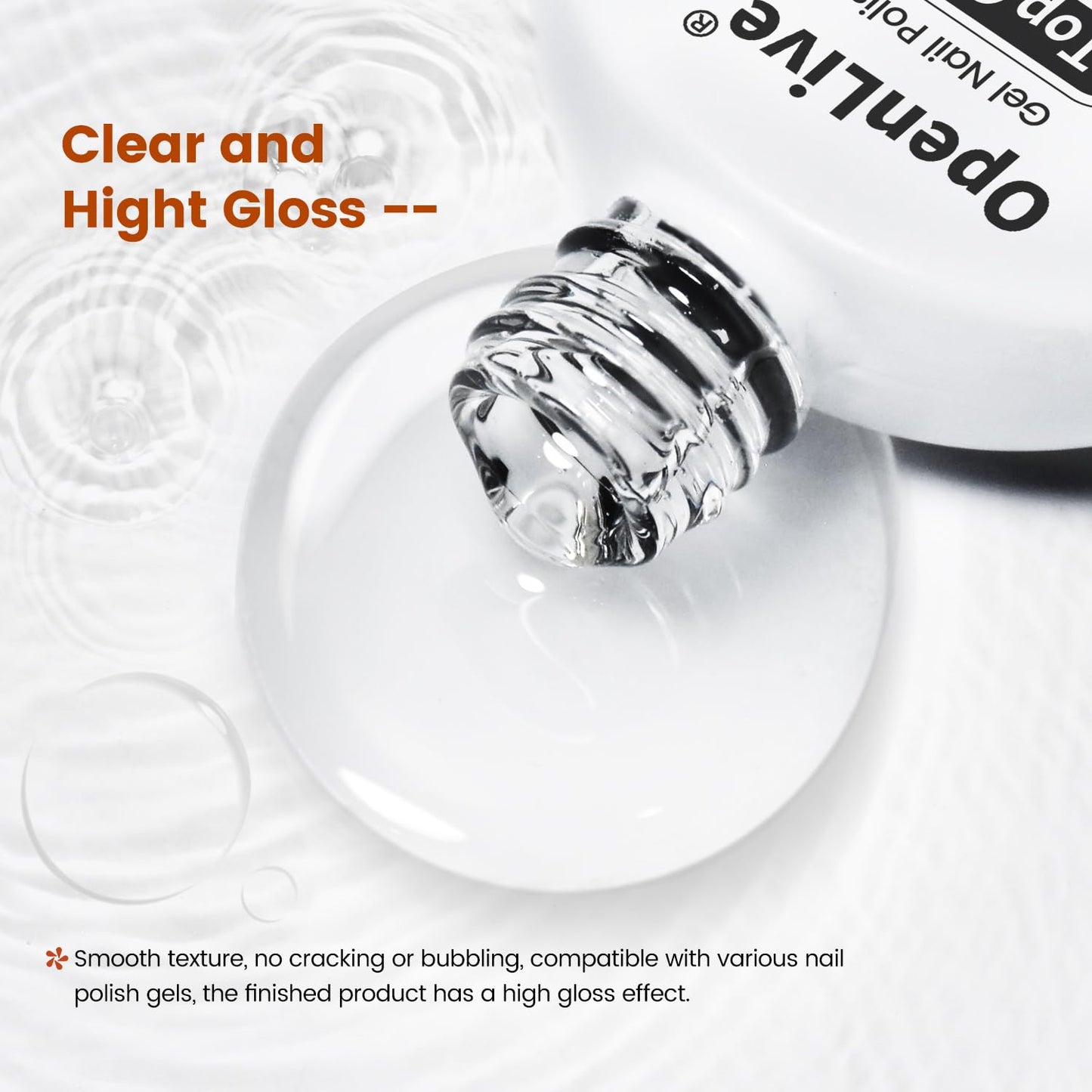 No Wipe Gel Top Coat - 10ml Clear Glossy High Shine Long Lasting Top Coat Gel Nail Polish Nail Manicure Soak Off Nail need U V Lamp