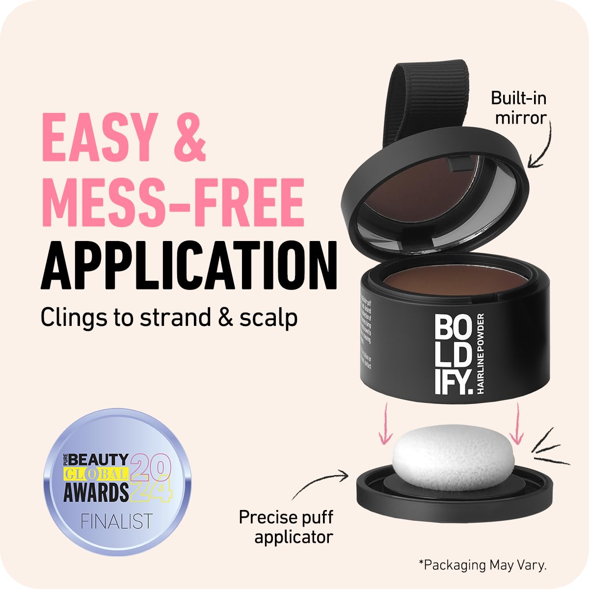 BOLDIFY Hairline Powder (LARGE, 10g) - Root Touch Up Hair Color for Gray Coverage - Bald Spot Concealing Hair Powder for Women & Men - 48-Hour Stain-Proof - Dark Auburn