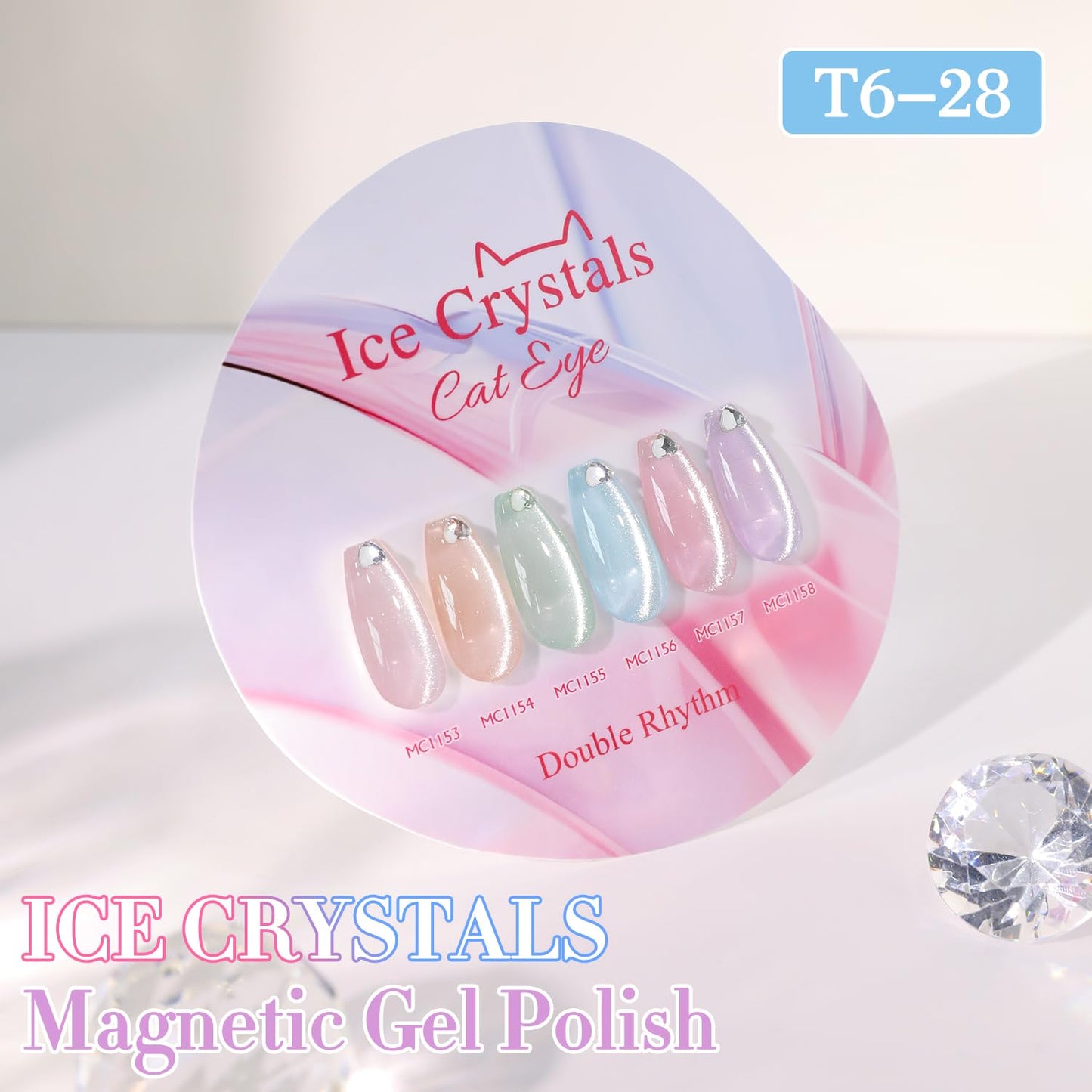 Double Rhythm 0.5 Oz Cat Eye Gel Polish with Magnet Same Color Same Bottle Holographic Glitter Shimmer Translucent Color Salon 15 ML Magnetic Nail Art (Light Green-MC1155)