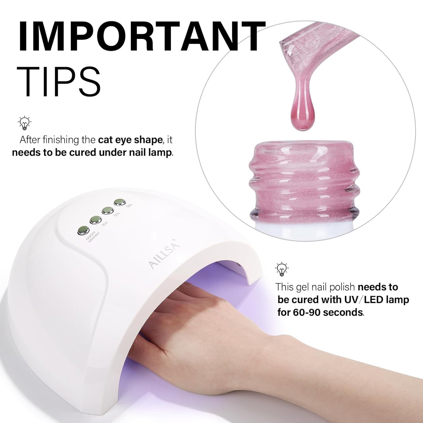 AILLSA Glass Cat Eye Gel Nail Polish, 15ml Pink Glitter Jelly Sheer Gel Polish, Translucent Magnetic Shimmer Sparkle Nail Art U V Salon 0.5 OZ GF36