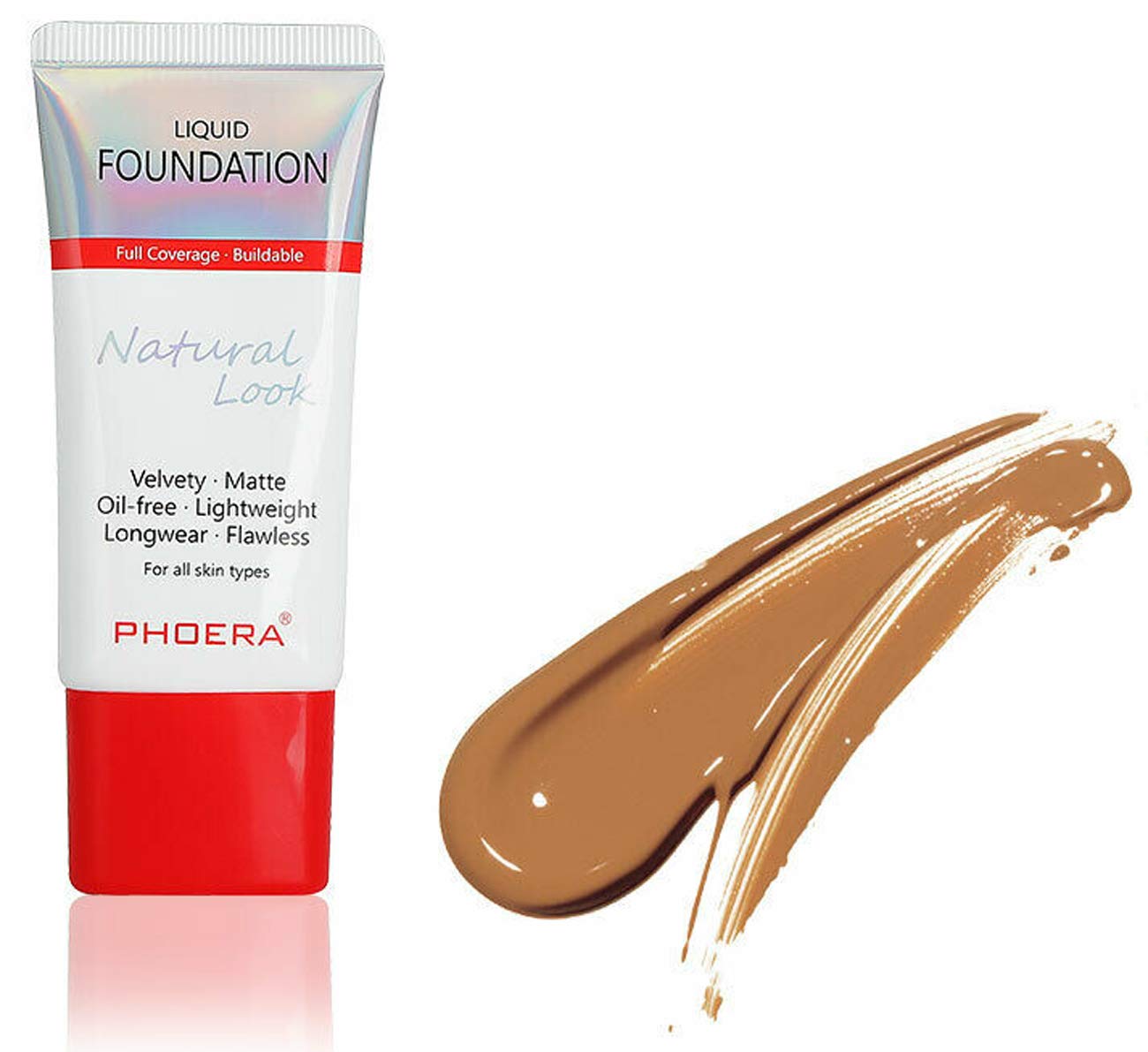 AQUAPURITY PHOERA Full Coverage Foundation New Formula Waterproof Long Lasting Oil Free Velvet Matte Liquid Foundation for Oily Skin Flawless Makeup Base Cream Concealer (106 WARM SUN)