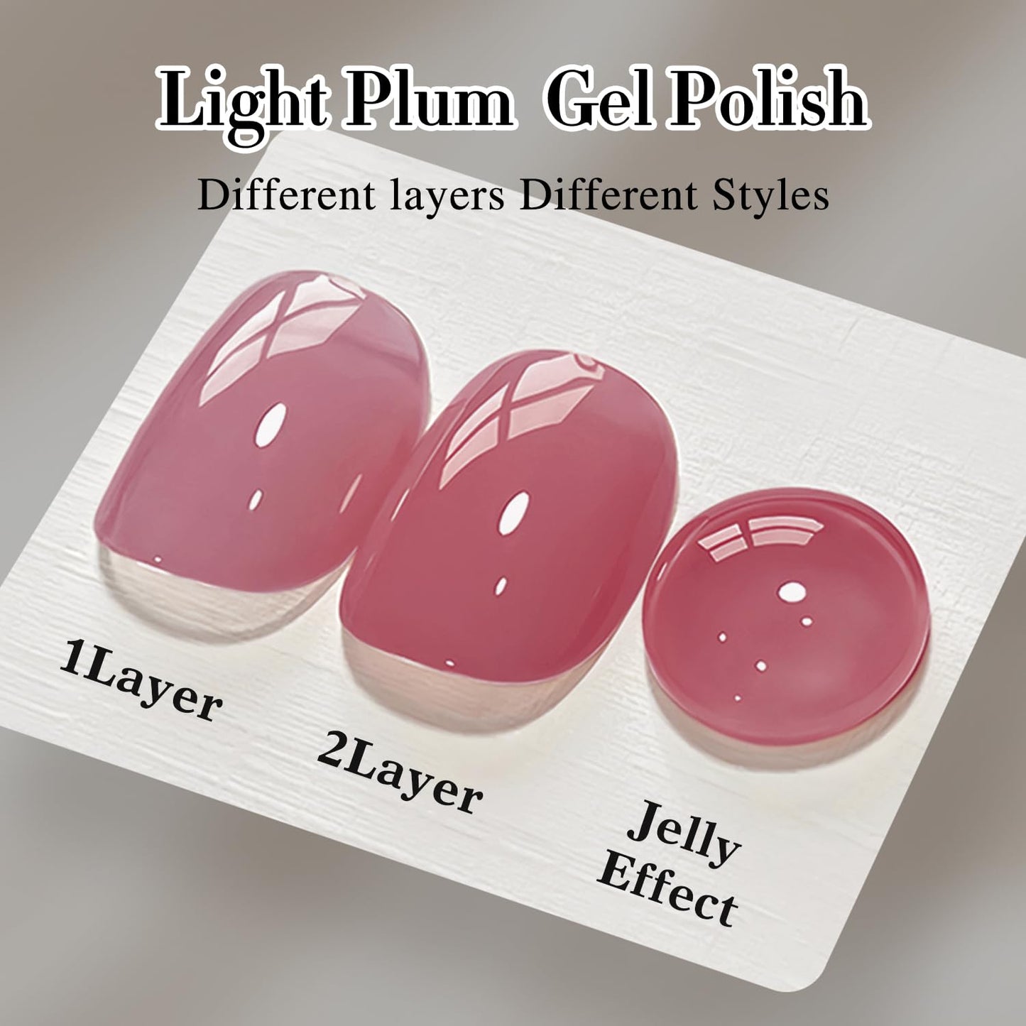 Double Rhythm 0.50 OZ Translucent Gel Polish Same Color Same Bottle Sheer Pastel Neutral Natural Milky 15 ML Jelly UV Nail Art DIY at Home (Light Plum-A1530)