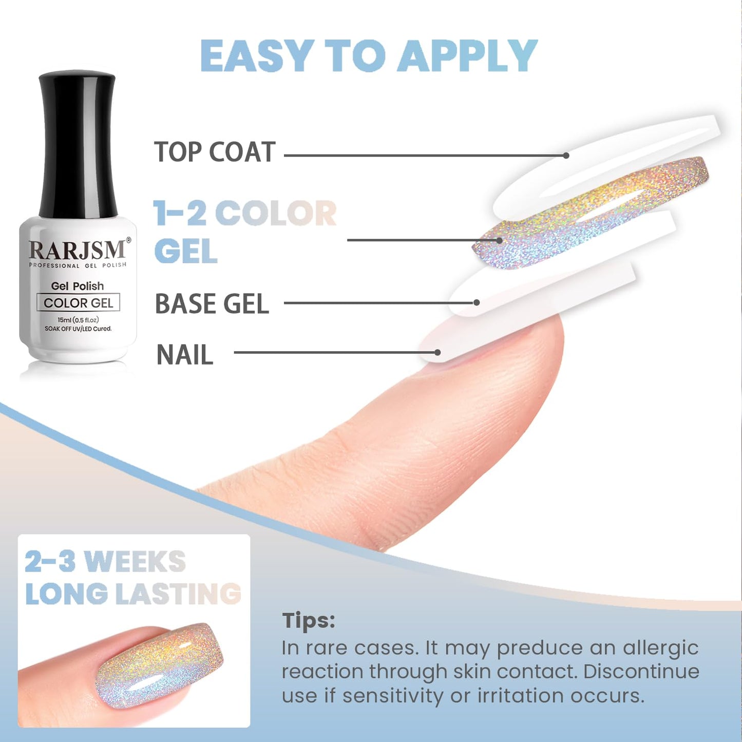 RARJSM Blue Aurora Cat Eye Gel Nail Polish Holographic Rainbow Laser Iridescent Glitter Sparkle Cat Eye Gel Polish with Magnet Stick Soak off UV LED Curing Requires Home Salon Diy Nail Art