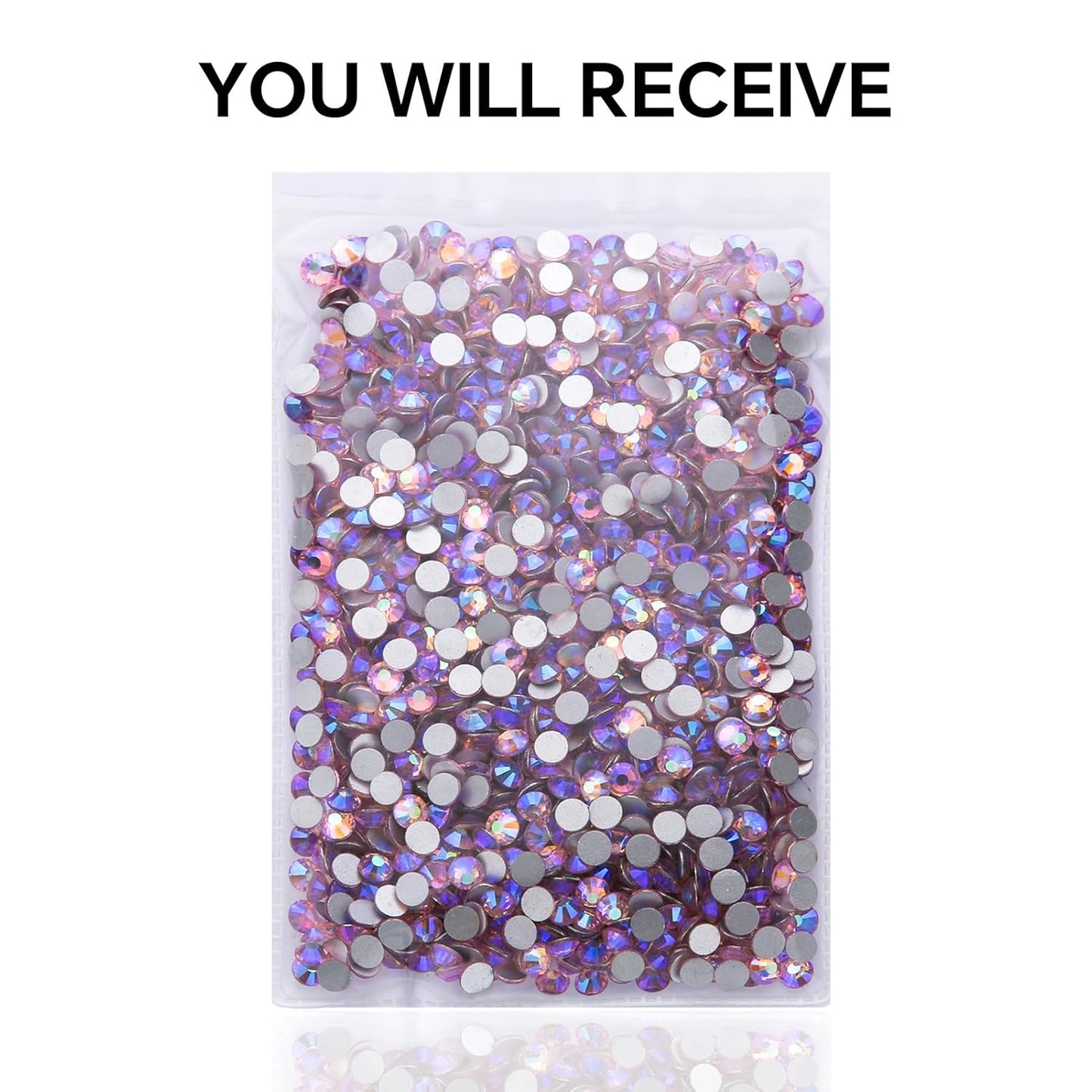 288Pcs Pink AB Crystal Rhinestones,Glass Flatback Rhinestones Gemstones for Nail Face Makeup Art Crafts Clothes Decoration -(SS30,6.5mm,Pink AB)