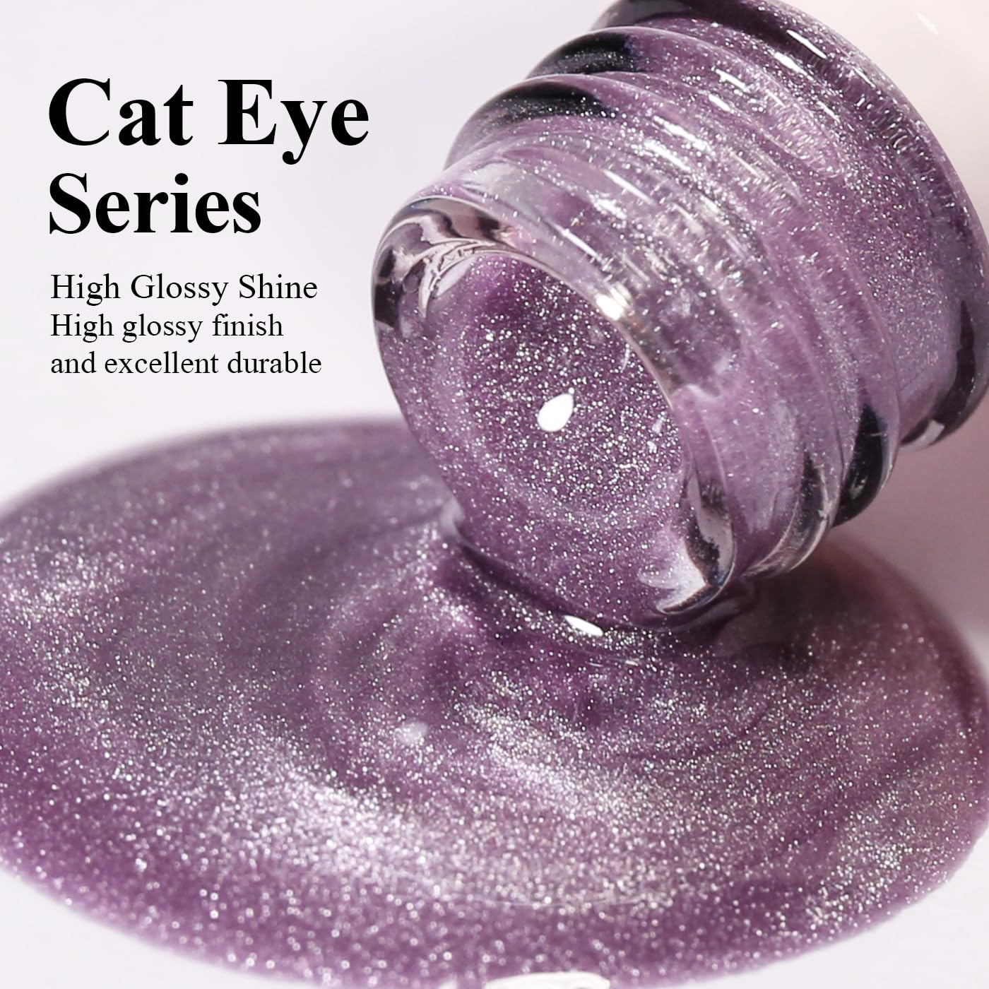 Imtiti Cat Eye Gel Nail Polish, Light Purple Holographic Magnetic Crystal Nail Gel Polish With Magnet Glittery Galaxy Spring Summer Kit Soak Off UV Led 10ML