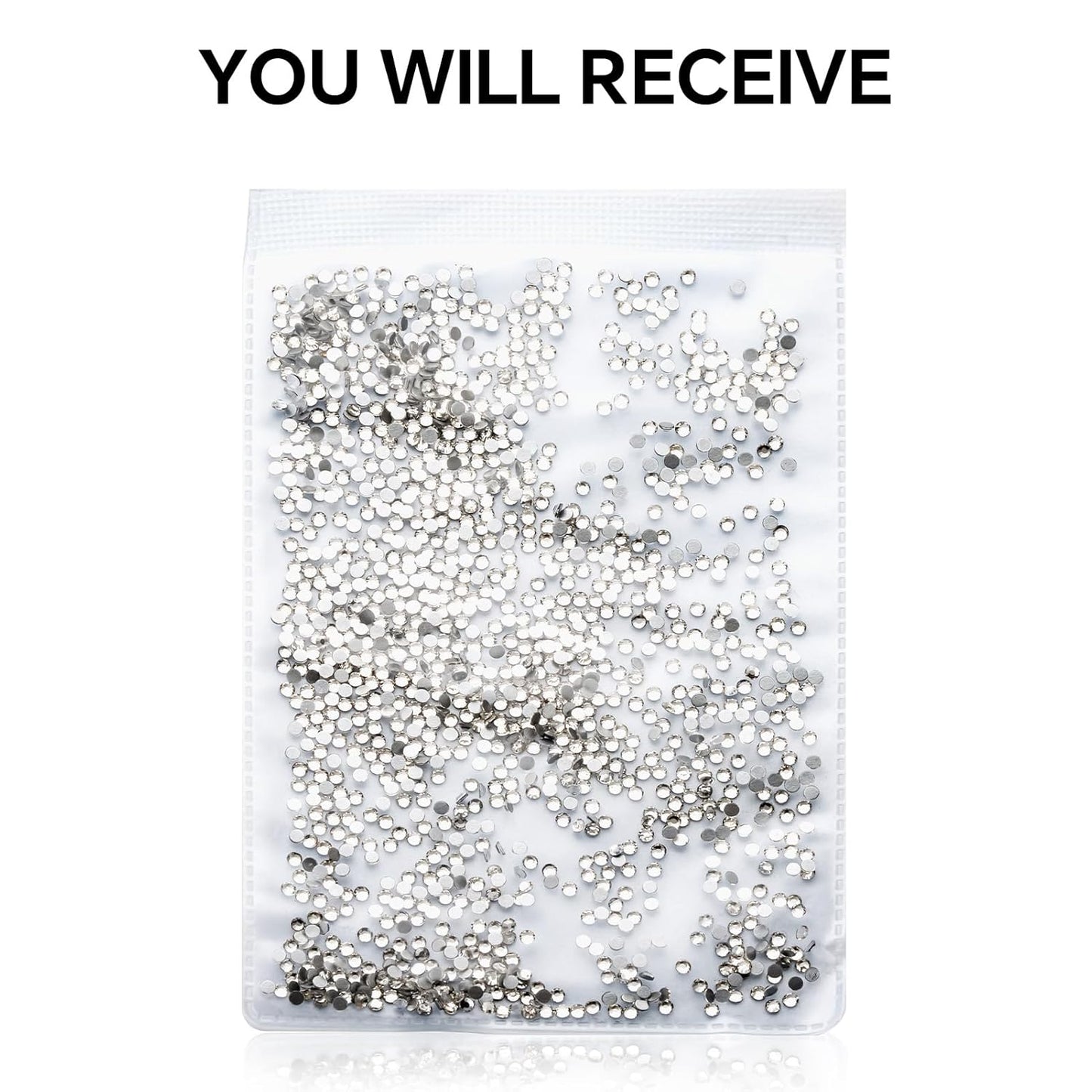 1440Pcs White Crystal Rhinestones,Glass Flatback Rhinestones Gemstones Small for Nail Face Makeup Art Crafts Clothes Decoration -(SS10,2.8mm,White)