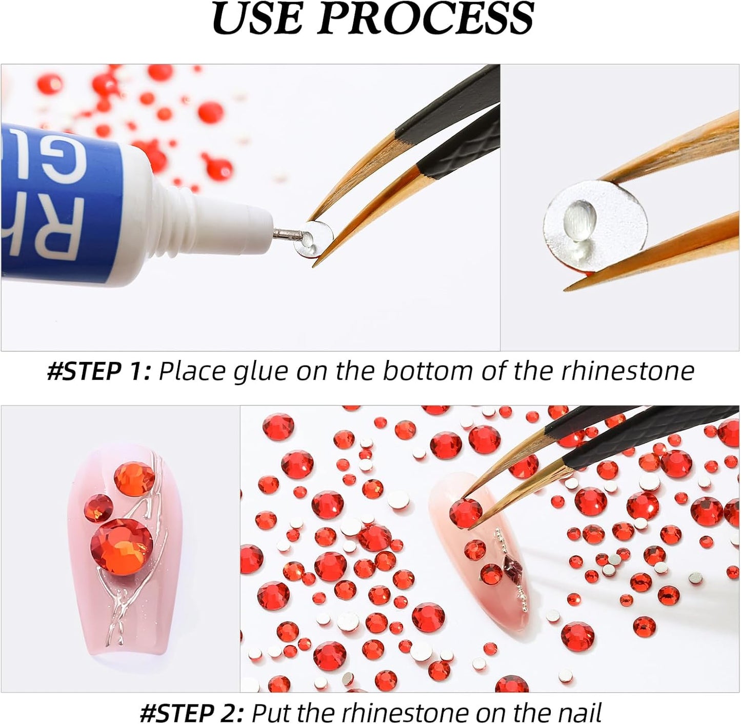 Light Siam Flatback Rhinestones, Glass Rhinestones for Nail Art and Craft, Glue Fix, Loose Crystal Gemstones(Red, SS20, 1440pcs, 4.6-4.8mm)