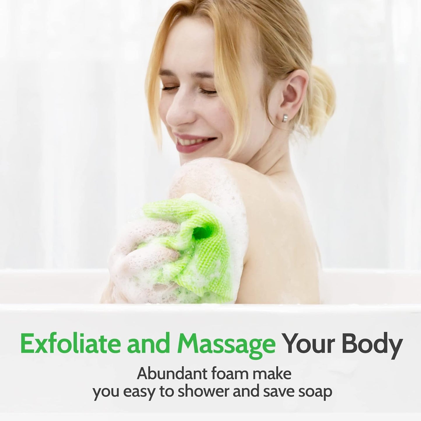 Modu 4 PCS Long Exfoliating Washcloth - African Bath Net Sponge Loofah Japanese Washcloth Body & Back Scrubber for Shower, Deep Cleansing (Pink, Sky Blue, Yellow, Green)