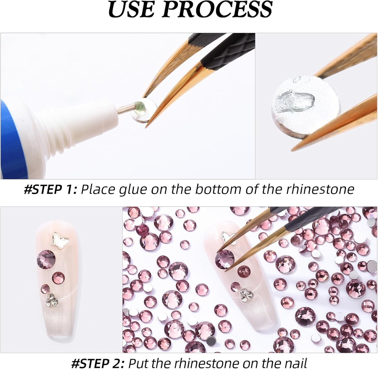 Light Amethyst Flatback Rhinestones, Glass Rhinestones for Nail Art and Craft, Glue Fix, Loose Crystal Gemstones(Lt.Amethyst, SS8, 2880pcs, 2.3-2.5mm)