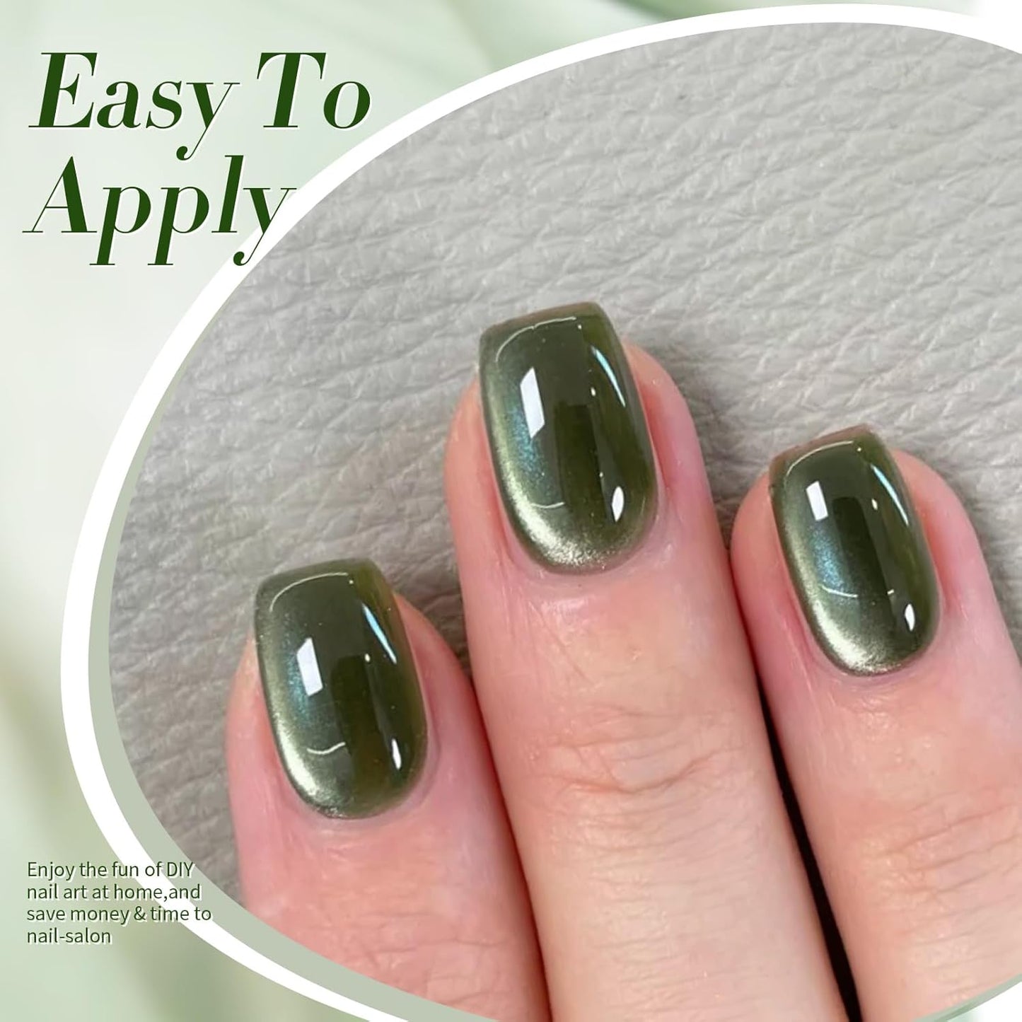 BORN PRETTY Cat Magnetic Eye Gel Nail Polish,Dark Emerald Jelly Glass Magnetic Gel Polish,Green Glitter Soak Off Nail Art Salon Manicure Home Gift 15ml