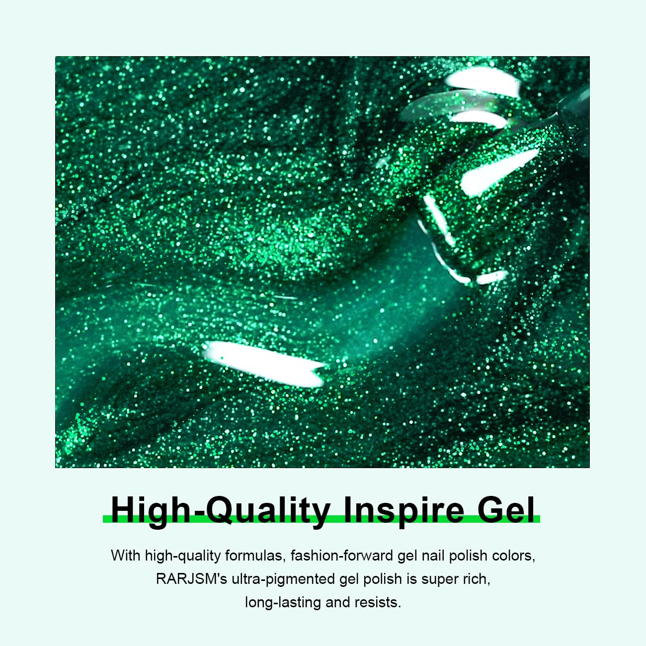 RARJSM Green Cat Eye Gel Nail Polish with Magnet Stick Diamond Emerald Green Velvet Cateye Gel Polish 15ml Single Bottle Sparkle Shimmer UV LED Curing Requires Soak Off Home Salon Christmas Manicure