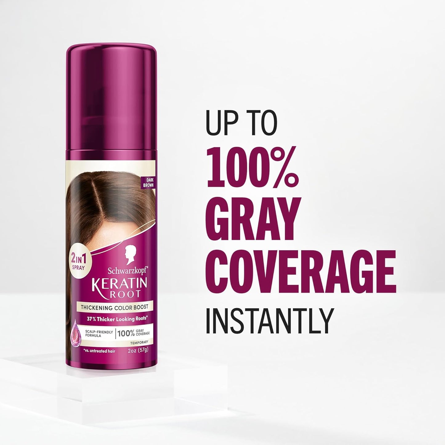 Schwarzkopf Keratin Color Root Temporary Hair Color Spray, Dark Brown - Salon Inspired Temporary Hair Dye, for up 100% Gray Coverage and Thicker Looking Roots, Ammonia free