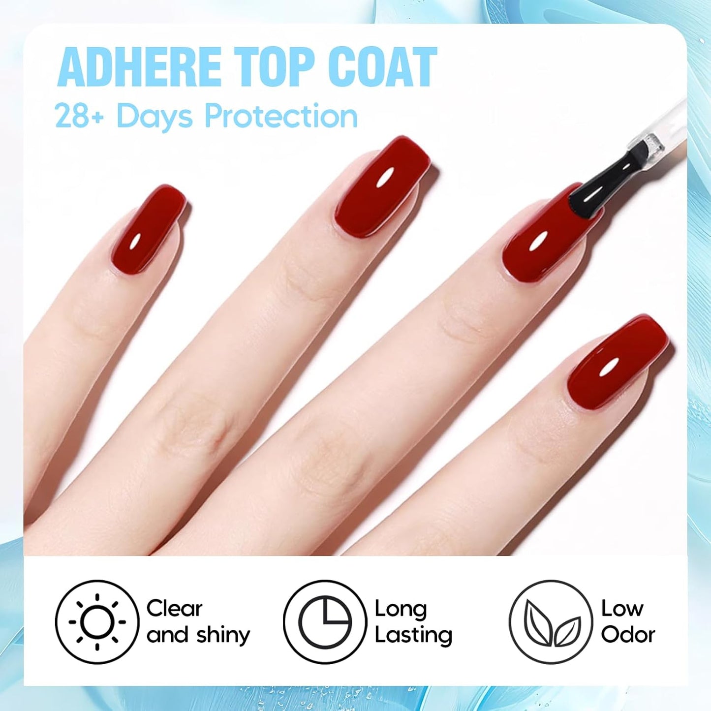 ADHERE Gel Polish 15ml No Wipe Gel Top Coat for Chrome Nail Powder, High Gloss Gel Shine Finish and Long Lasting, Soak Off with Nail Lamp,Perfect for Beautiful Nail Designs