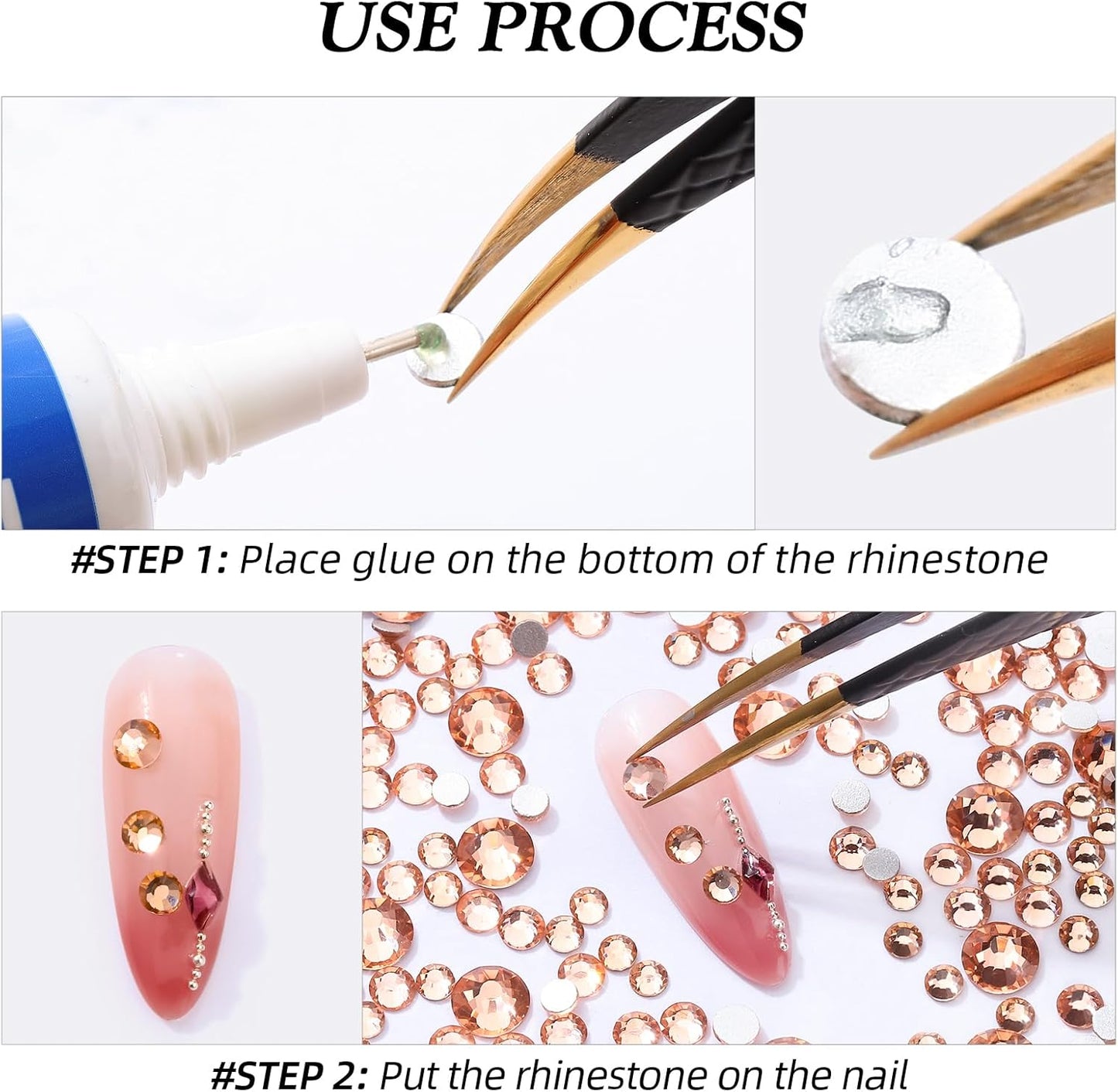 Champagne Flatback Rhinestones, Glass Rhinestones for Nail Art and Craft, Glue Fix, Loose Crystal Gemstones(Champagne, SS30, 576pcs, 6.4-6.6mm)