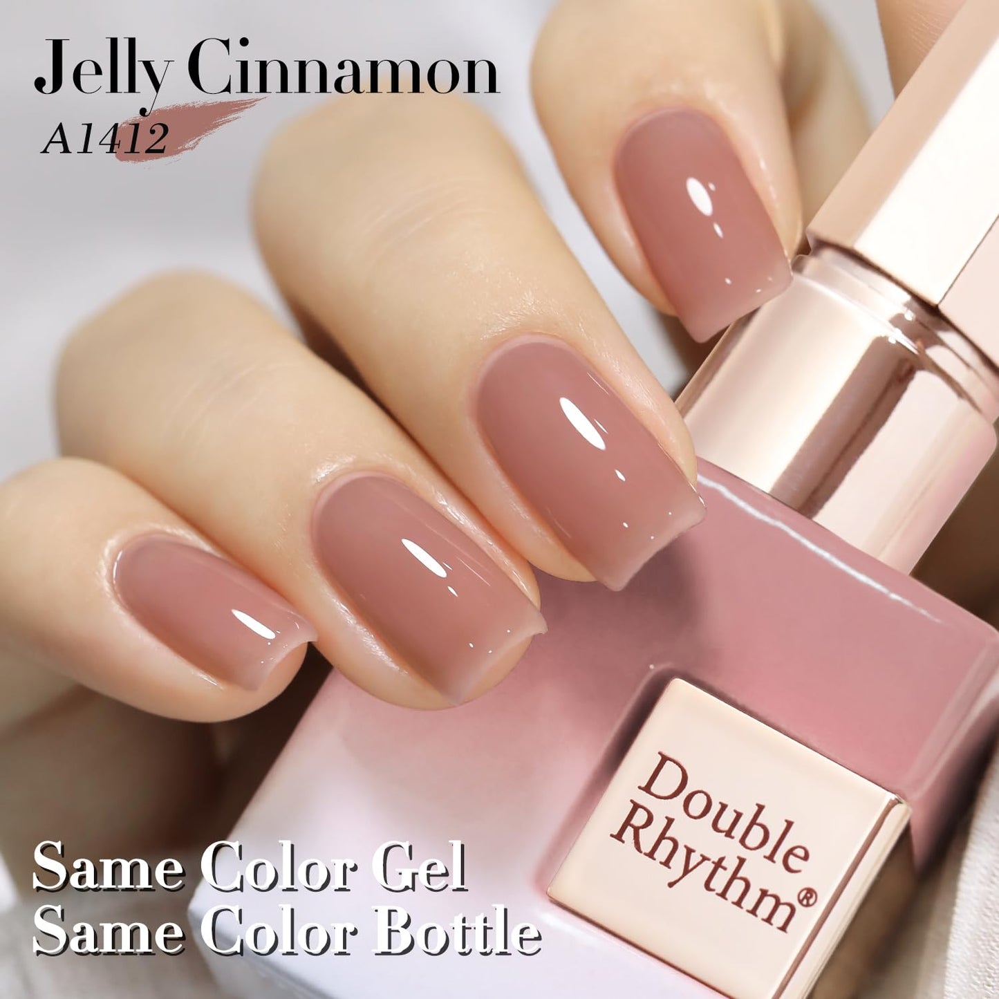 Double Rhythm Translucent Gel Polish Sheer Neutral Natural Light Milky Same Color Same Bottle 15ML Jelly Nail Polish Nail Art DIY at Home (Deep Nude-A1412)