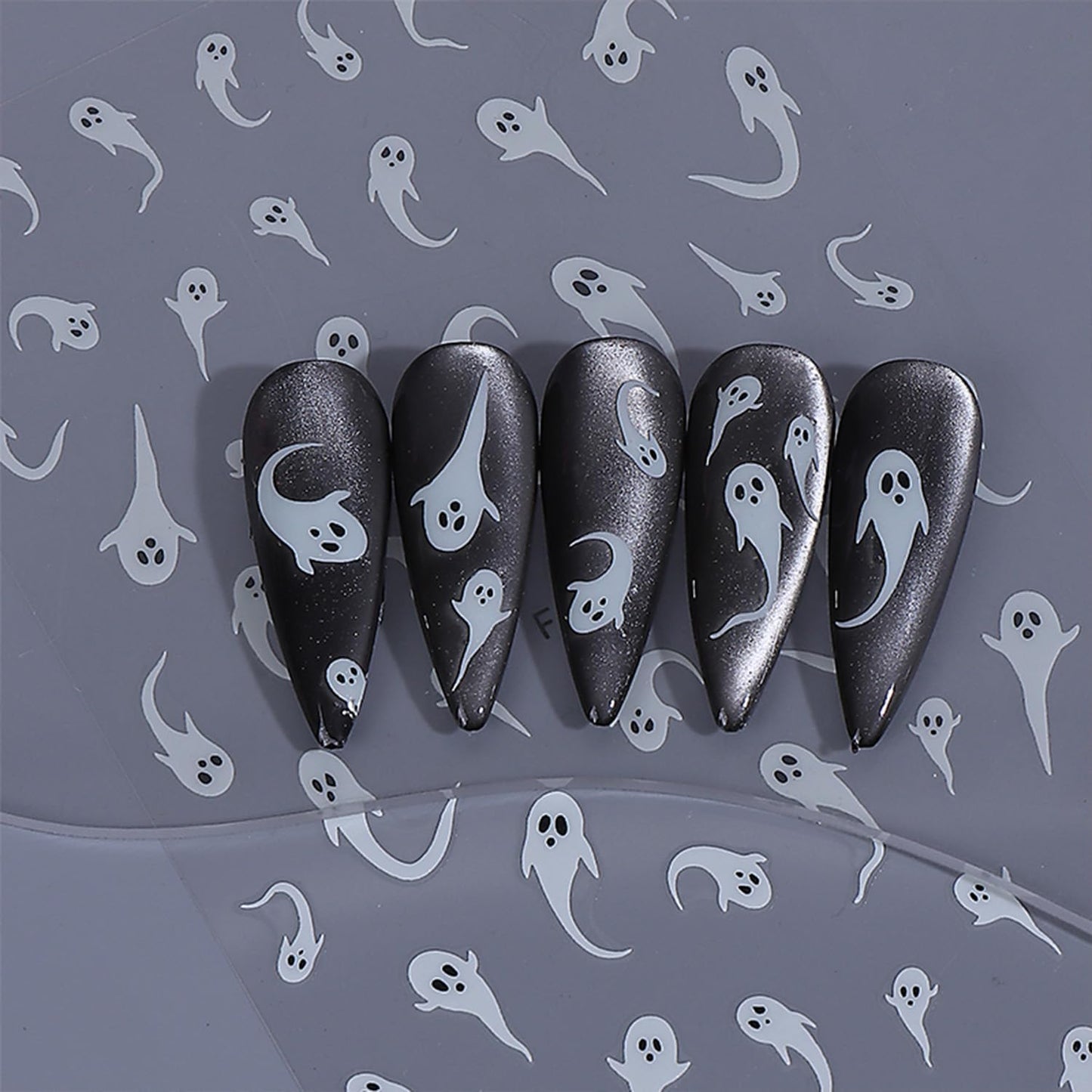 Halloween Nail Stickers for Nail Art Noctilucent Cute Ghost Skeleton Spider Web 3D Self-Adhesive Nail Decals Nail Art Supplies Nails Design Manicure Stickers for Nails DIY Decoration 4 Sheets