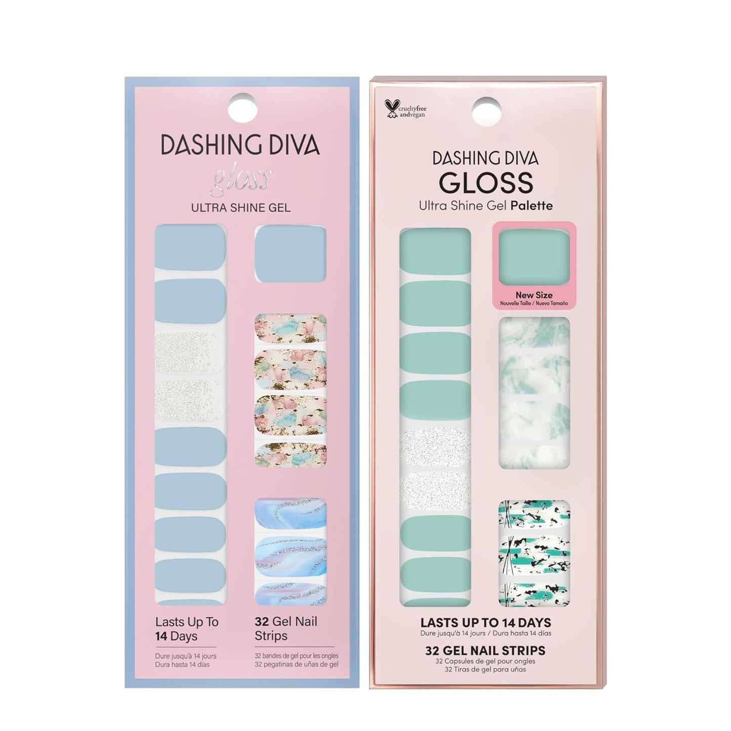 Dashing Diva Gloss Nail Strips Bundle - The Quartz Collection- Spiritual Journey & Desert Quartz - UV Free, Chip Resistant, Long Lasting Gel Stickers - Contains 2 Sets