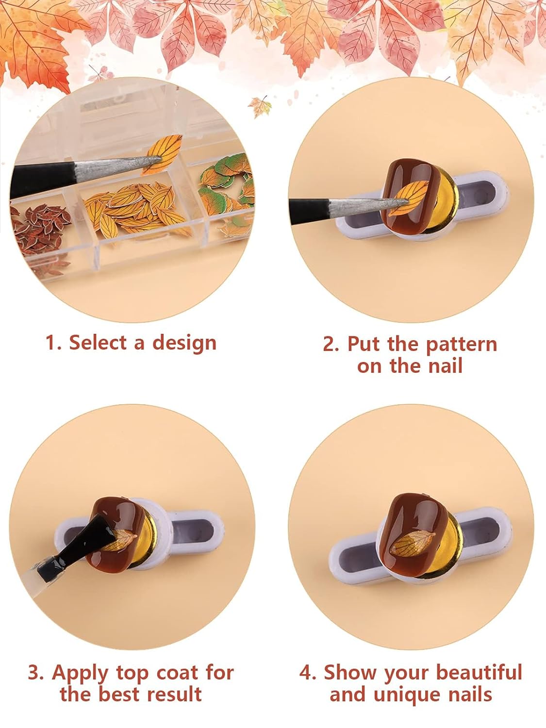 Kalolary 2 Boxes Maple Leaves Nail Art Sequins, 3D Fall Leaves Stickers for Acrylic Nails, Maple Leaves Wood Pulp Glitter Flakes for Autumn Nail Art Decorations