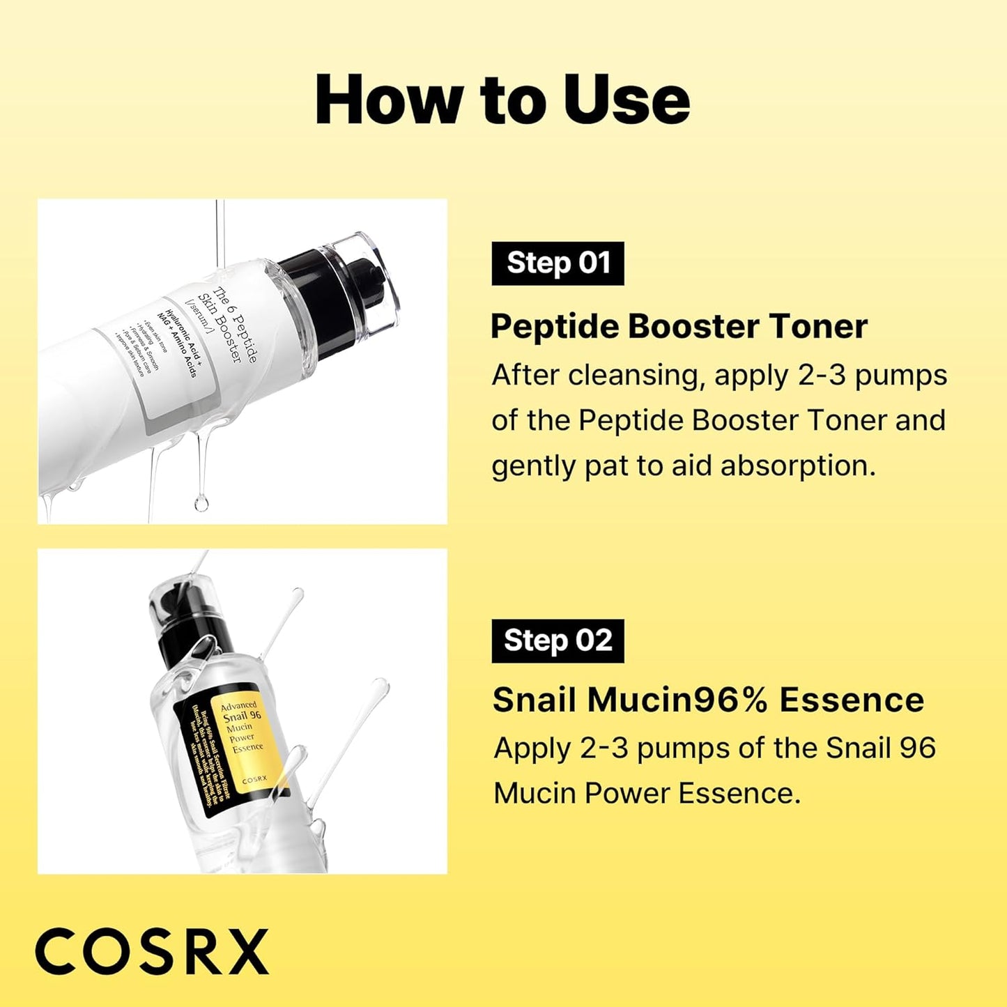 COSRX Snail Mucin 96% Peptide Booster Set - Amazon Exclusive - Korean Skin Care, Gift Sets, Skin Care Sets for Women, Advanced Snail Mucin Serum, Face Serum