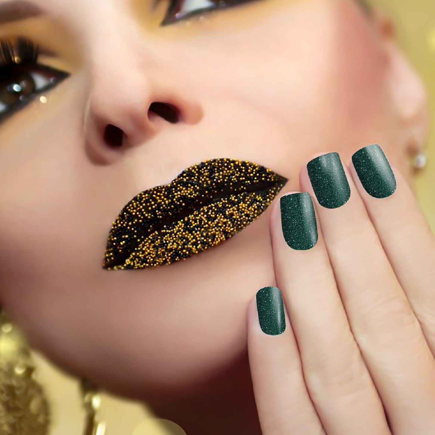 DANNEASY 16 Sheets Green Nail Wraps for Women Full Nail Polish Stickers Fresh Color Self Adhesive Nail Polish Strips Glitter Nail Strips Gel Fingernail Sticker Nails with File, Cuticle Stick