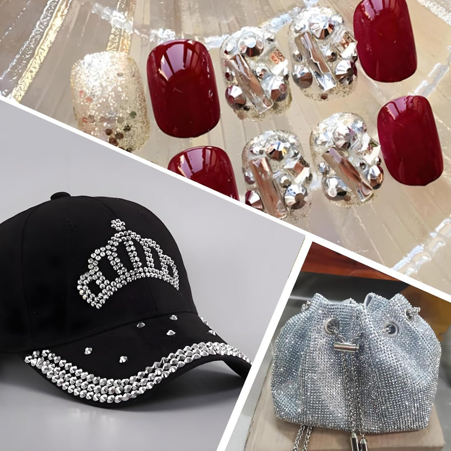 2000 PCS SS20 Flatback Rhinestones,12-Facet Diamond-Cut Glass Gems for Nail Art,Clothing,DIY Crafts,Glue-On Decoration Stones with Silver Backing,Silver Hematite