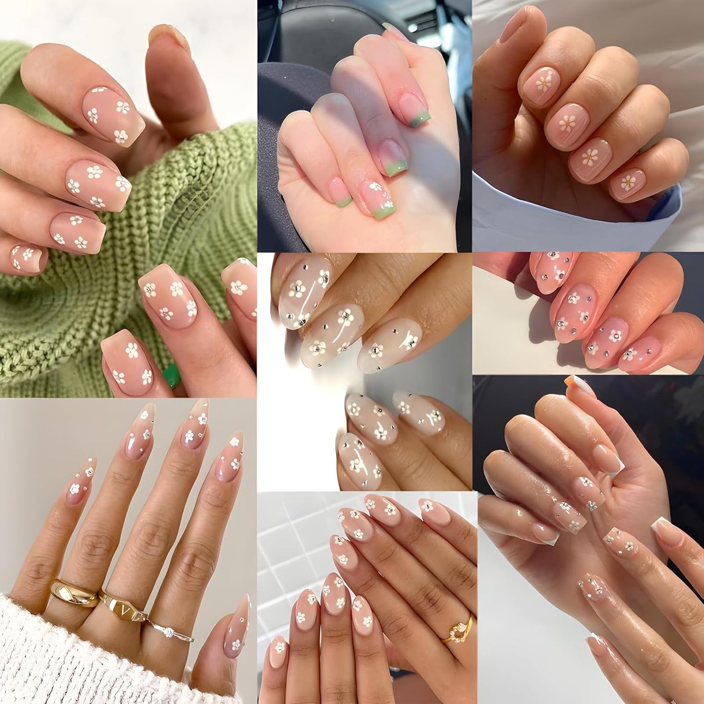 30 Sheets White Flower Nail Art Stickers - 3D Self Adhesive Daisy Decals for Spring Nail Art - Floral Supplies for Women and Girls