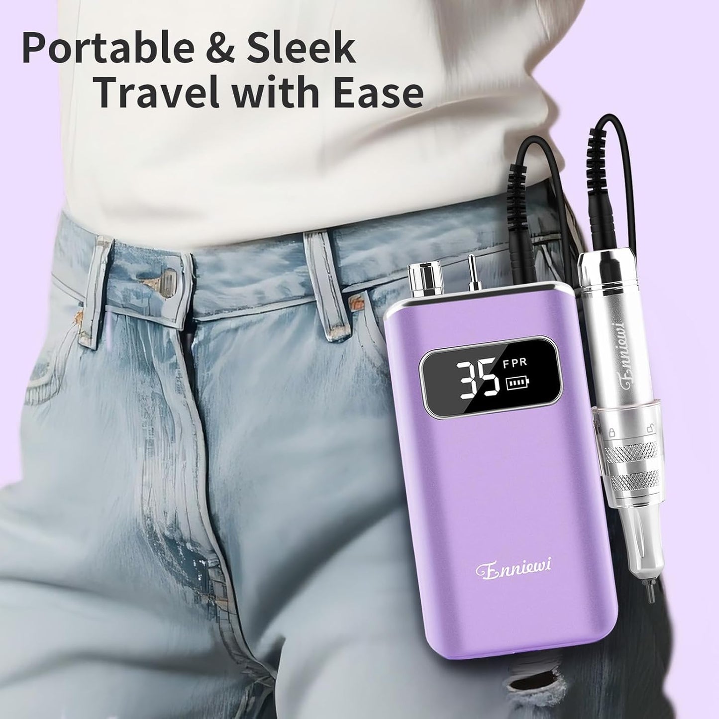 Electric Nail Drill File, Professional Portable Nails Drills Kit with Rechargeable Stand 7 Bits, Cordless E Filer for Gel Acrylic uñas Nails Remover Home Salon Manicure Pedicure Tools, Purple