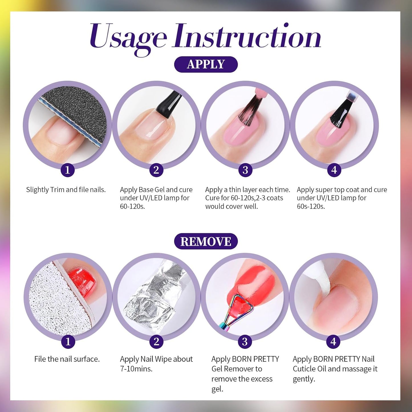 Born Pretty Chameleon Gel Nail Polish, 6 Pcs Aurora Shimmer Glitter Gel Polish Long Lasting Sparkly Shiny Nail Polish U V Set for Manicure and Nail Art, DIY at Home, Salon-Quality 7ml