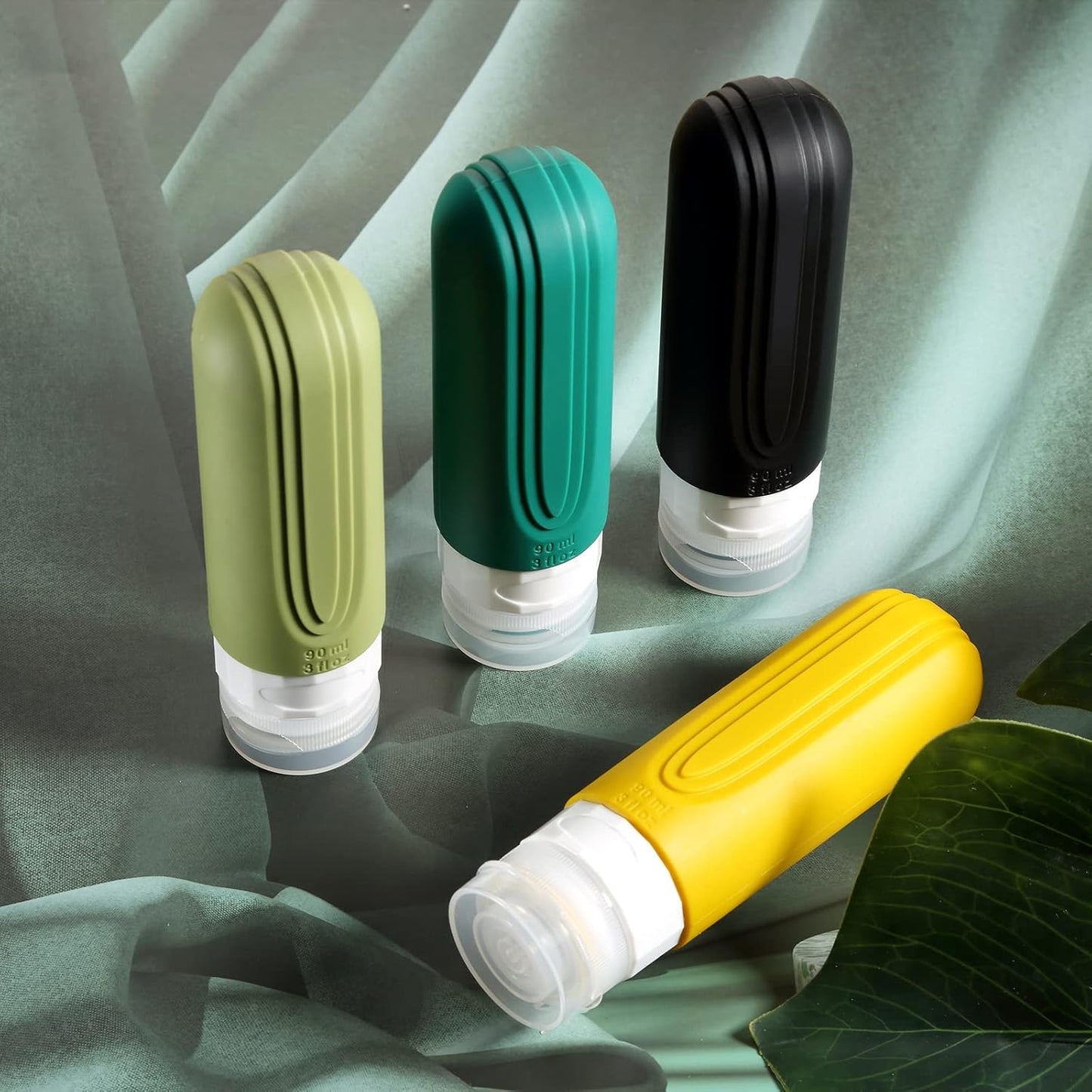 Travel Bottles for Toiletries, Tsa Approved 3oz Travel Size Containers BPA Free Leak Proof Refillable Liquid Silicone Squeezable Travel Accessories for Shampoo Conditioner Lotion (4 Pack)