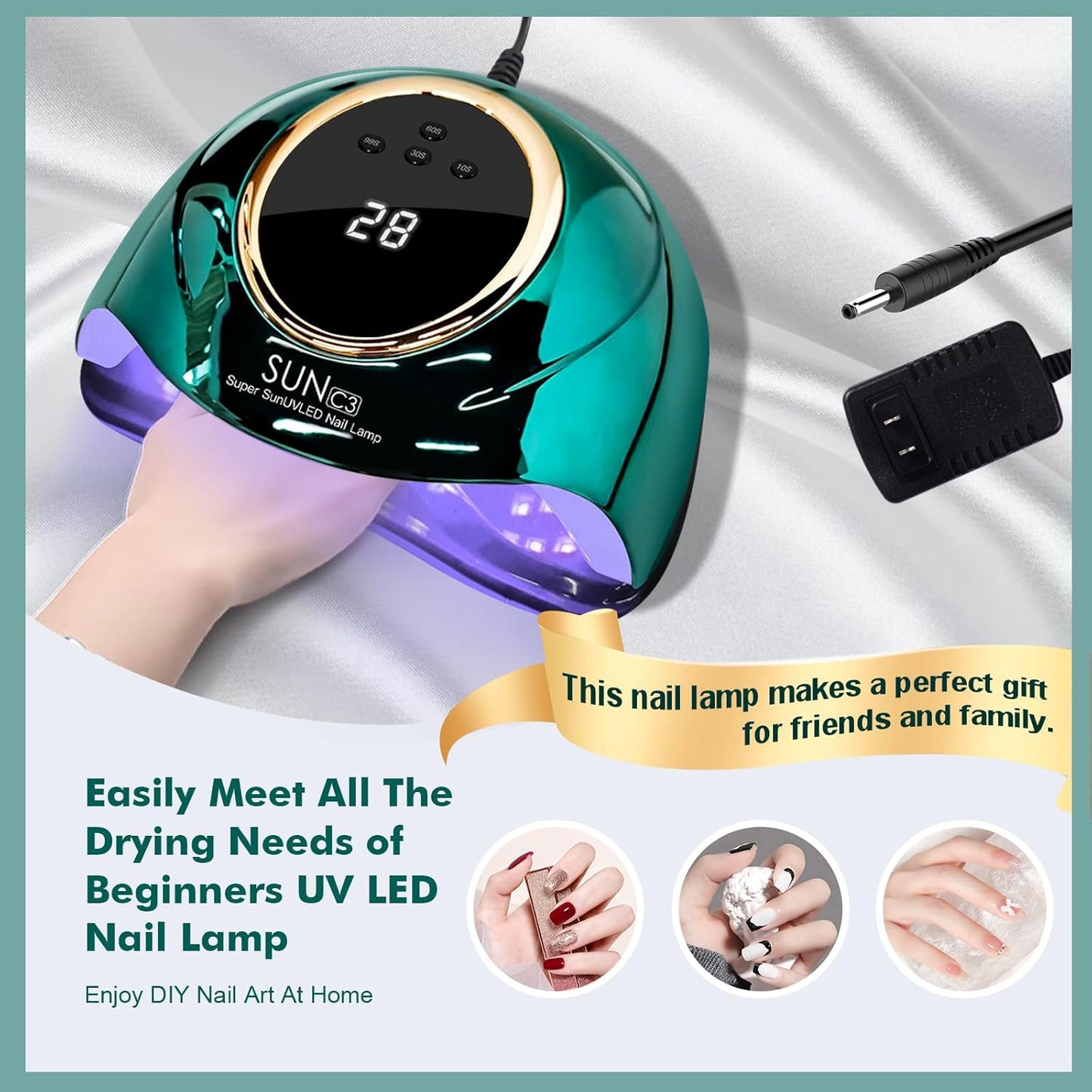 UV Light for Gel Nails 288W UV Nail Lamp with 63 LED Beads for Gel Polish with LCD Display Auto Sensor and 4 Timer Settings Professional Nail lamp