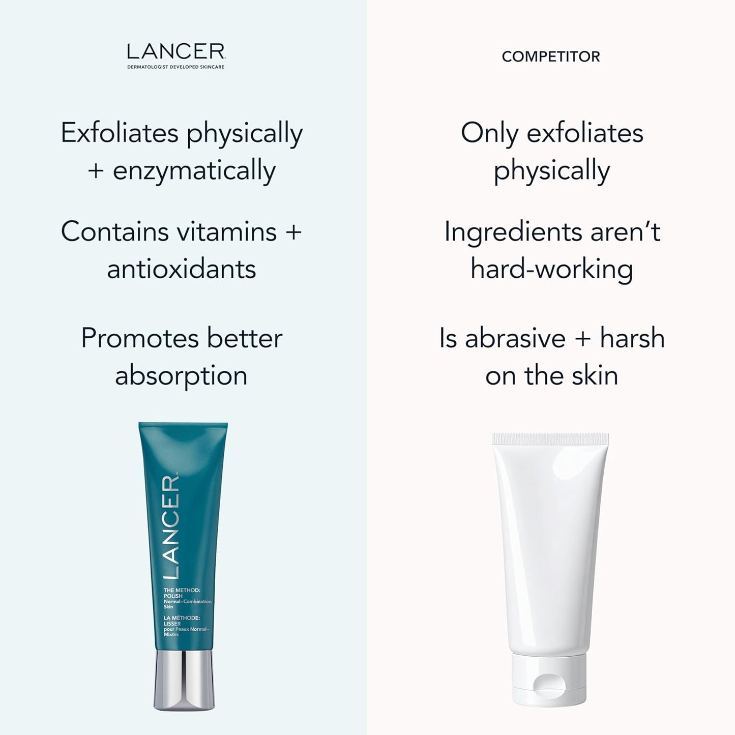 Lancer Skincare The Method: Polish Facial Exfoliator, Daily Exfoliating Face Scrub with Natural Minerals, Normal Combination Skin, 8 Fluid Ounces