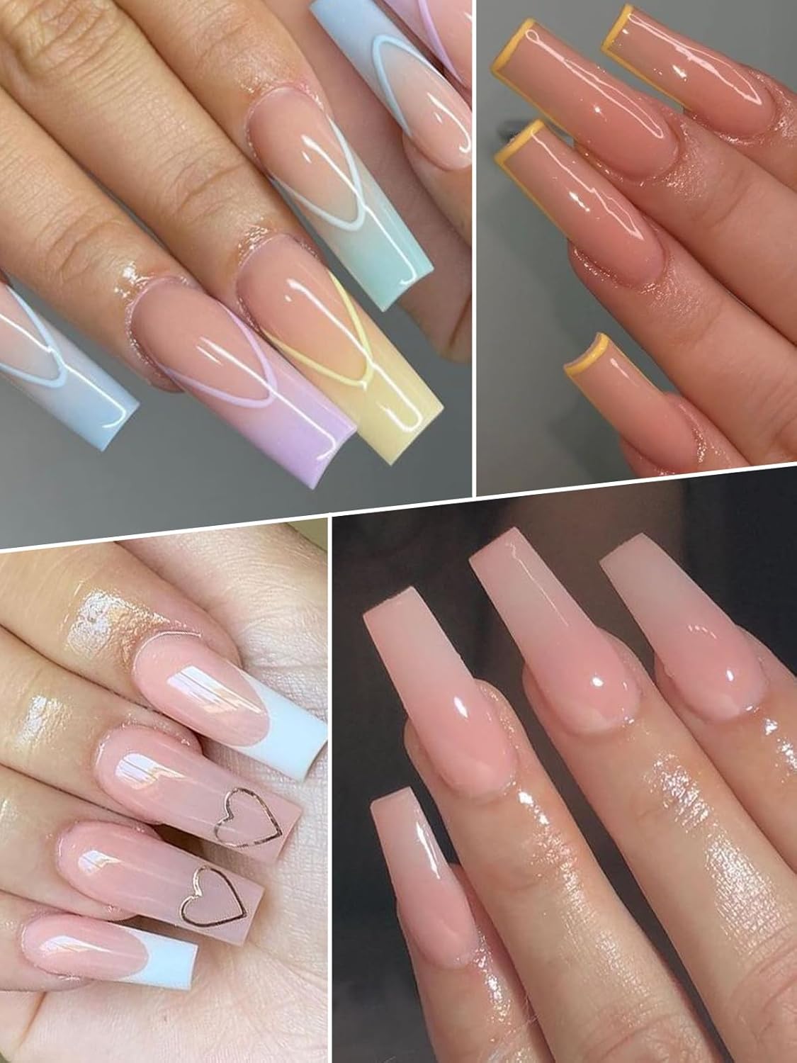 TOROKOM Poly Extension Gel Dual Nail Forms 150Pcs Coffin Clear Nail Forms Full Cover Coffin Nail Molds 15 Sizes for Gel Manicure Nail Art Design Salon&DIY