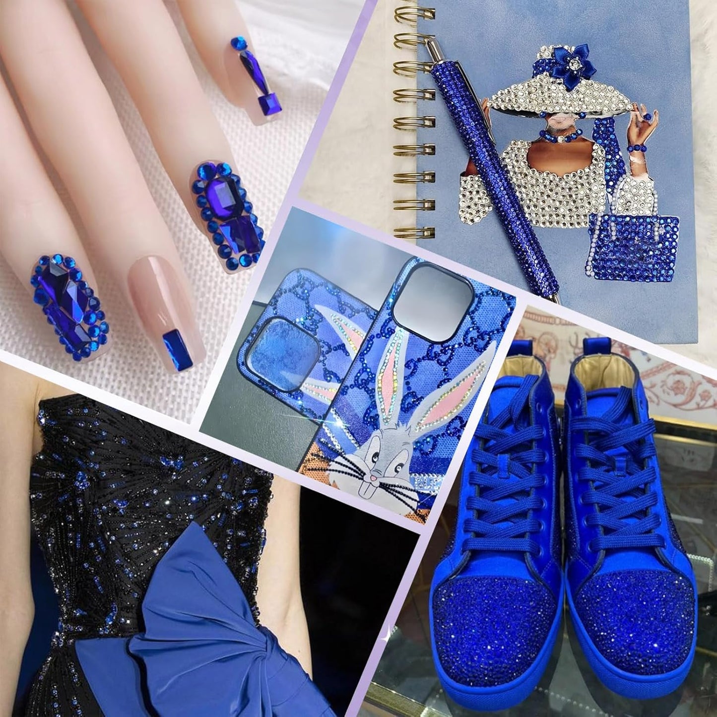 2000PCS SS20 Flatback Rhinestones | 12-Facet Diamond-Cut Glass Gems for Nail Art, Clothing, DIY Crafts |Glue-On Decoration Stones with Silver Backing(Sapphire)