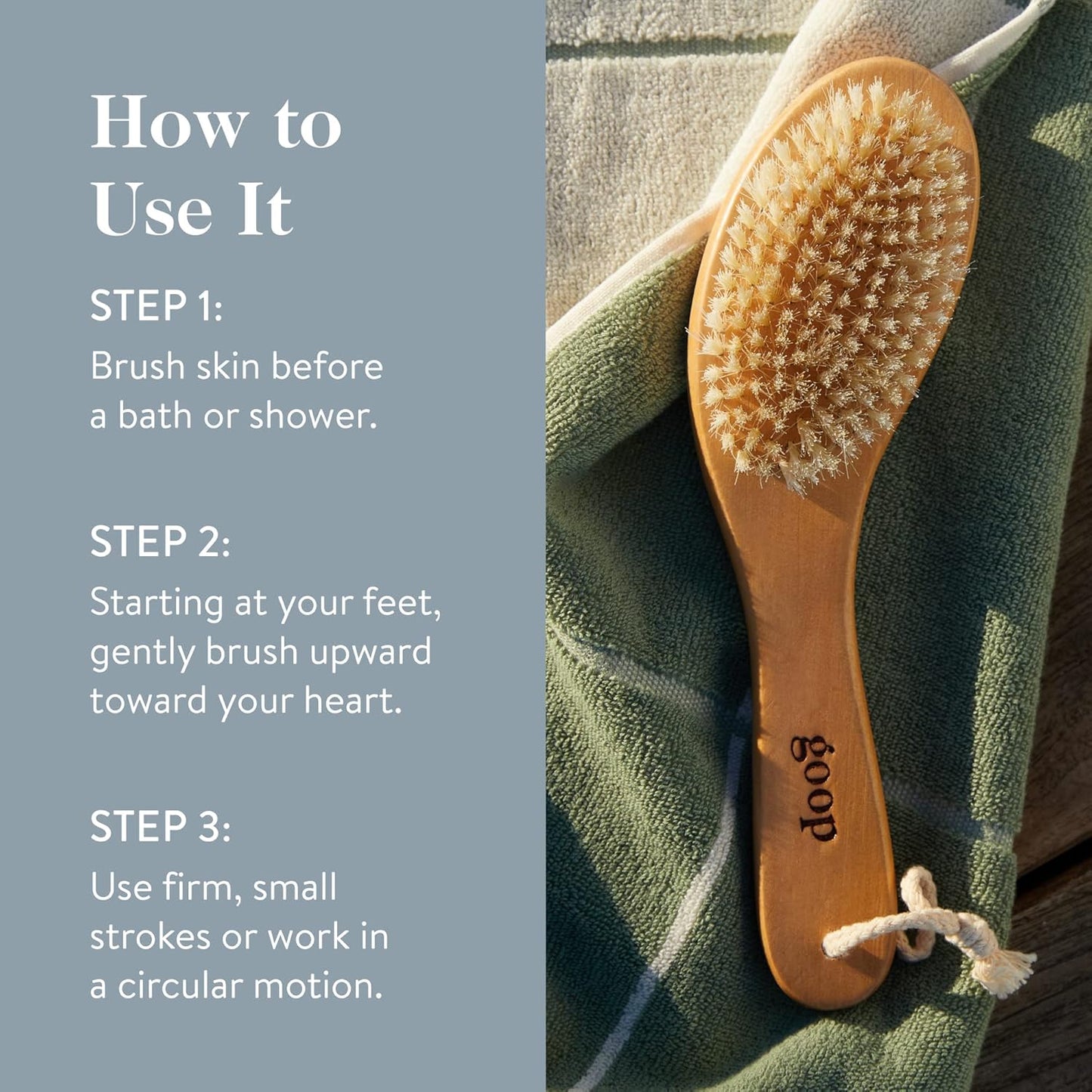 goop Beauty Dry Brush | Detoxifying Body Exfoliator | Wooden Handle with Natural Biodegradable Sisal Fibers | Sweeps Away Dead Skin | FSC Certified