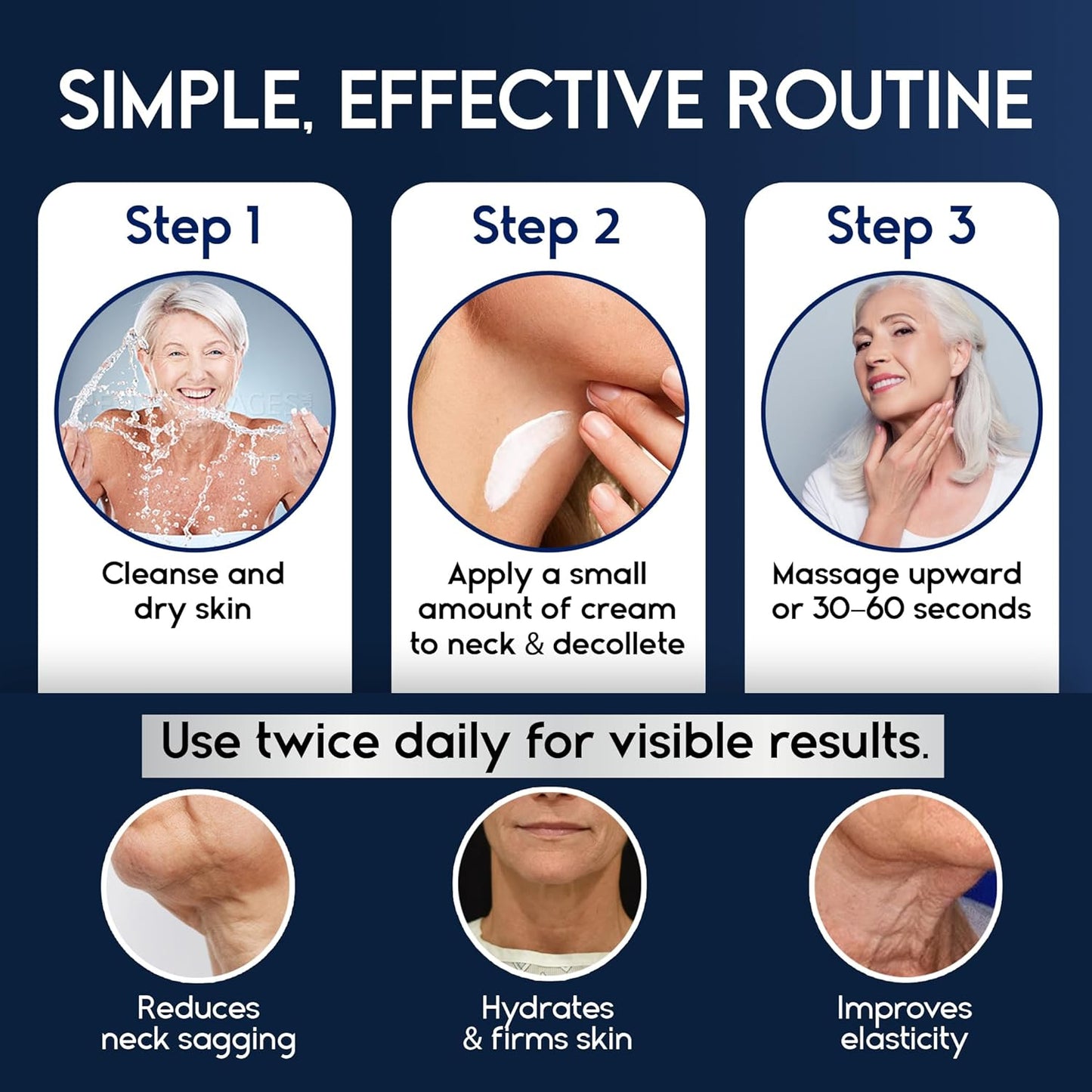 Neck Creams for Tightening and Firming Sagging Skin - Skin Tightening Cream for Face - Decollete & Chest, Under Chin Firming for Older Women - Neck Wrinkles Treatment with Collagen & Hyaluronic Acid