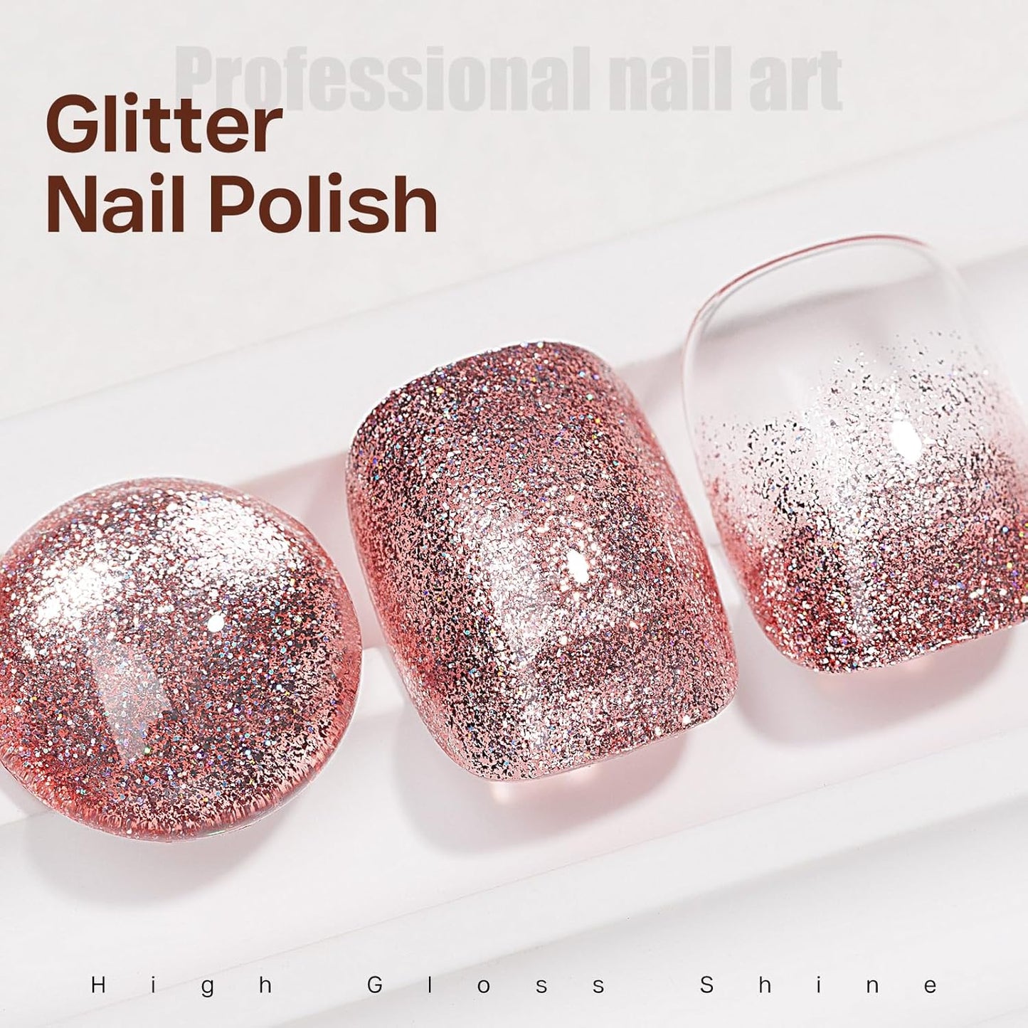 MIZHSE Quick Dry Glitter Brown Nail Polish, Fall Color Nail Polish Air Dry Fast, 15ml High Glossy Sparkly Shiny Shimmer Nail Art Salon Manicure Home