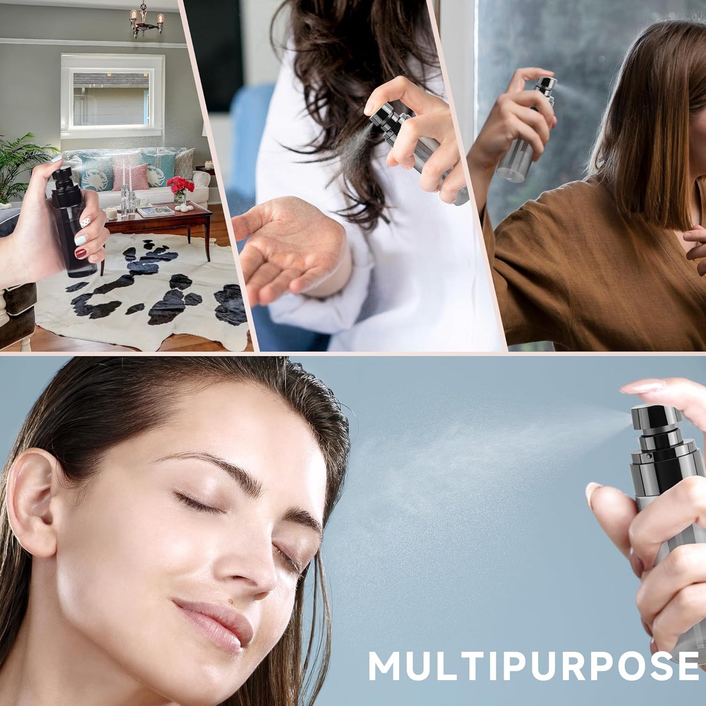 5Pack Small Spray Bottle, Black Plastic Fine Mist Mini Spray Bottles, Empty Refillable Travel Bottles for Hair, Cleaning, Salons, Planting, Skin Care