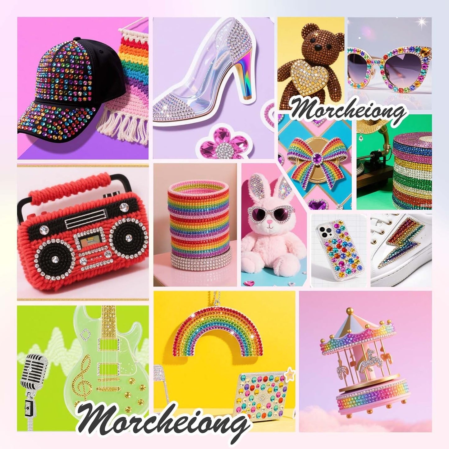 Morcheiong 17000Pcs Resin Rhinestones Multicolor Flatback Crystals Diamond Includes Tweezers and Pickup Pen Suitable for Crafting DIY Nail Art Makeup Wedding Dress Clothing Mug