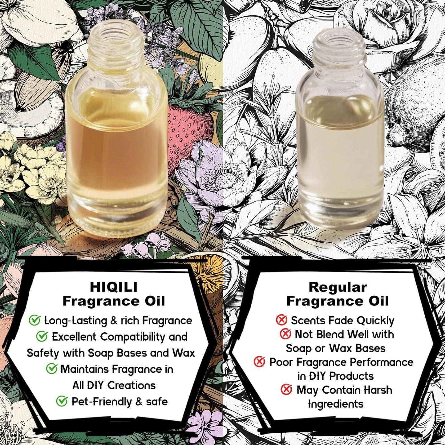 HIQILI Floral Oath Eternal Fragrance Oil, Jasmine & Peach Scents, Perfect for Soap & Candle Making, Essential Oil Diffusers, Skin and Body Scenting - 1 Fl Oz