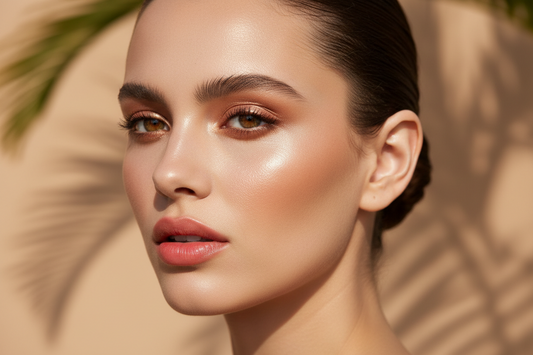 Flawless summer makeup featuring long-lasting, sweat-proof foundation with matte finish that resists humidity and heat