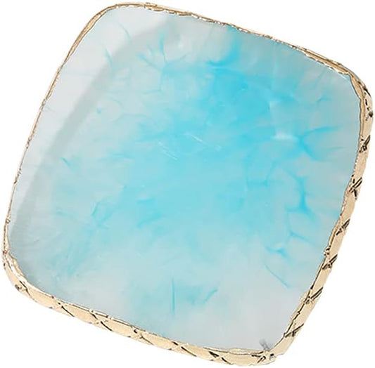 Square Nail Art Palette Painting Makeup Palette Tray Cosmetic Nail Gel Polish Colors Mixing Pallet Blue