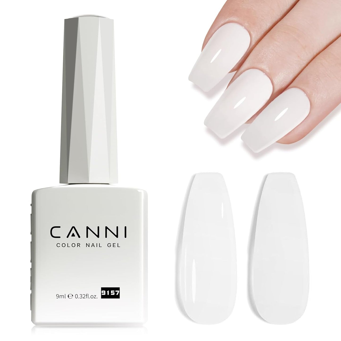 CANNI Milky White Jelly Gel Polish – 9ML Translucent Sheer Nude Soak-Off UV/LED Gel Nail Polish for DIY Manicure or Salon Use