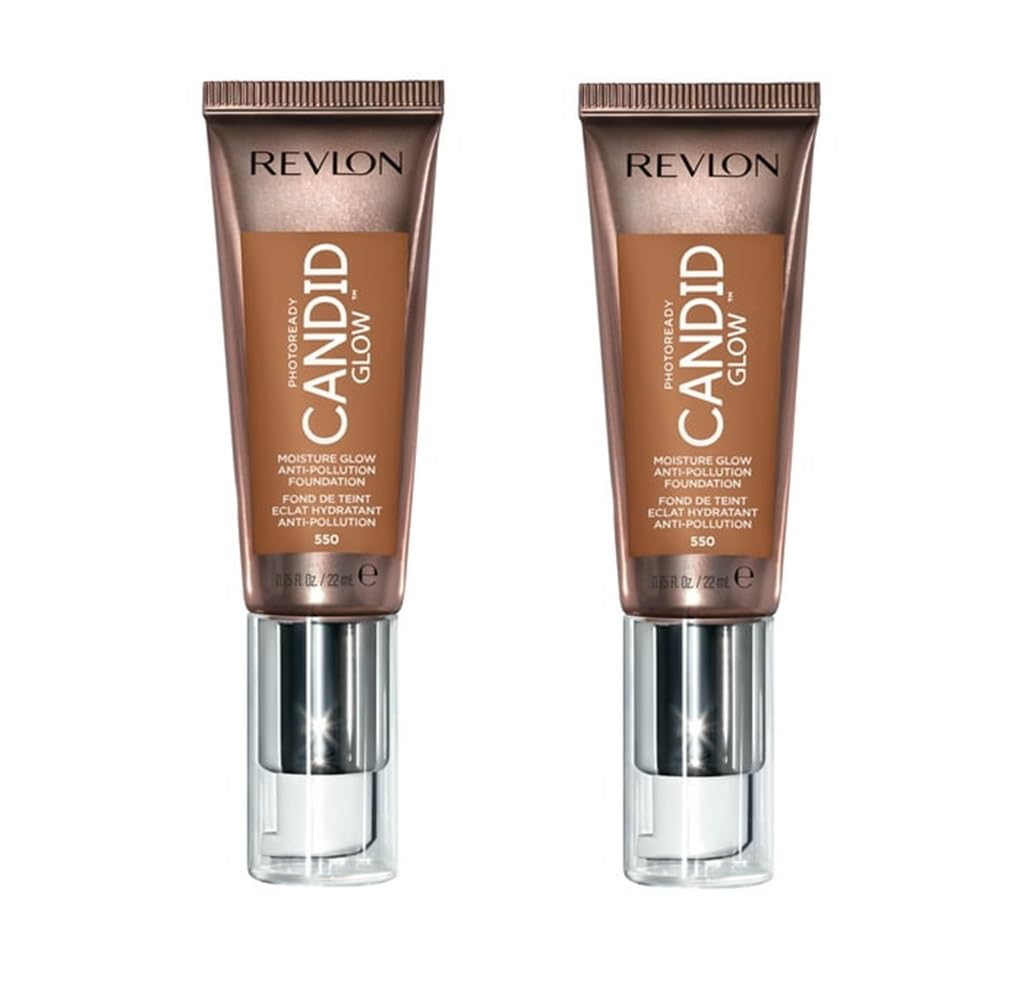 Pack of 2 Revlon Photoready Candid Glow Moisture Glow Anti-Pollution Foundation, Mocha 550