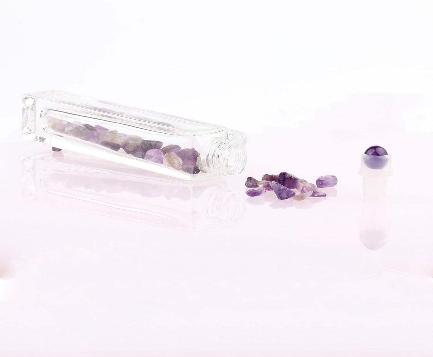 10ml Gemstone Roller Square Bottles Refillable Roll On Bottles Healing Crystal Chips Inside For Perfumes Aromatherapy Oils 5pack…