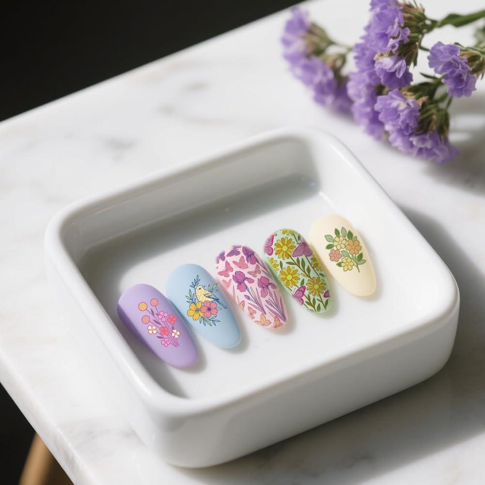 UNICRAFTALE 3Pcs Nail Stamping Plates Nail Stamper Kit with Seal Stamp and Scraper Vintage Garden Flower Dogs Image Stamp Plate Nails Art Tool for DIY Print Manicure Salon Design Gift
