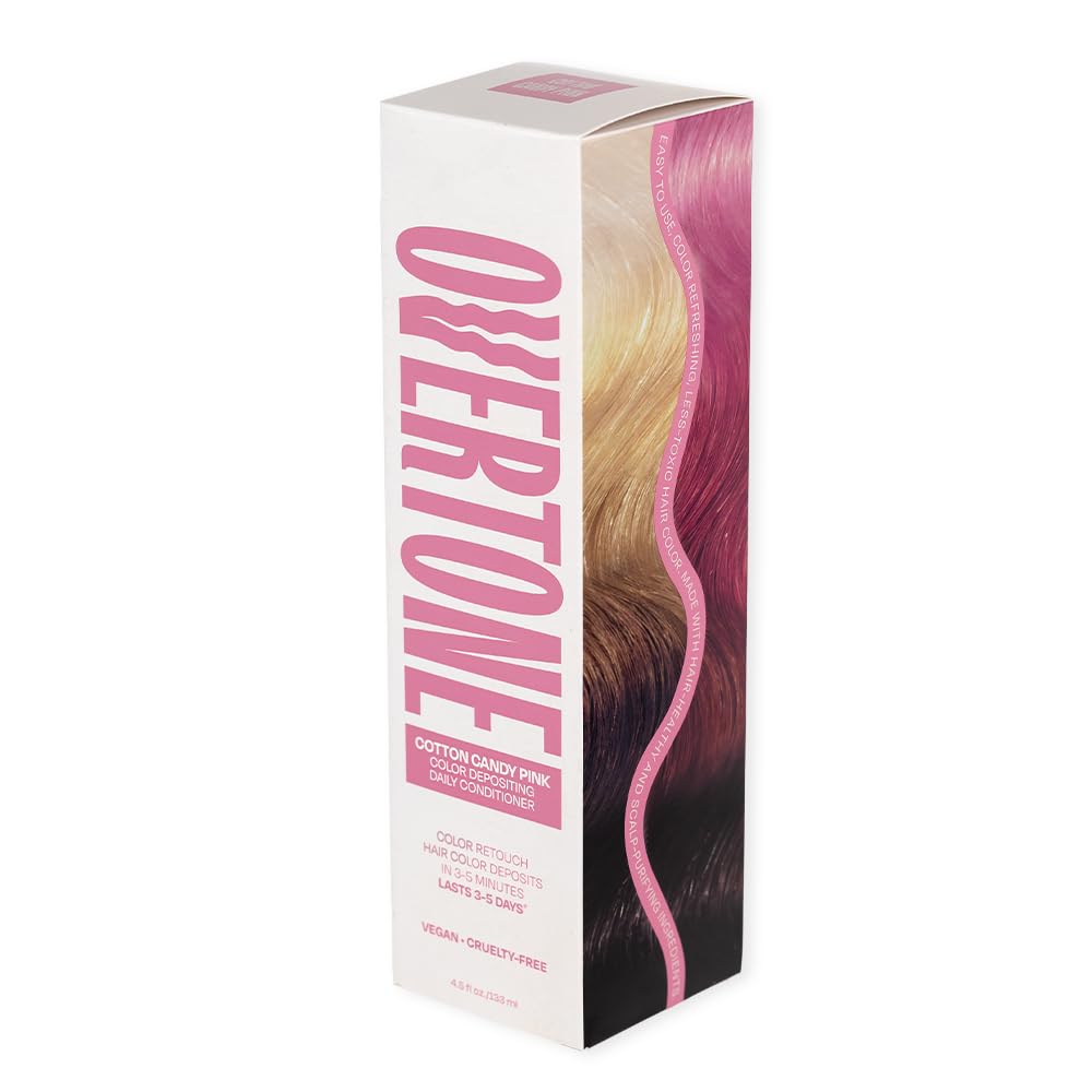oVertone Daily Color Depositing Conditioner: 4.5oz Temporary Coloring Conditioner w/Shea Butter & Coconut Oil, Refresh Color & Prevent Fading, Vegan & Cruelty-Free, Pastel Pink is now Cotton Candy